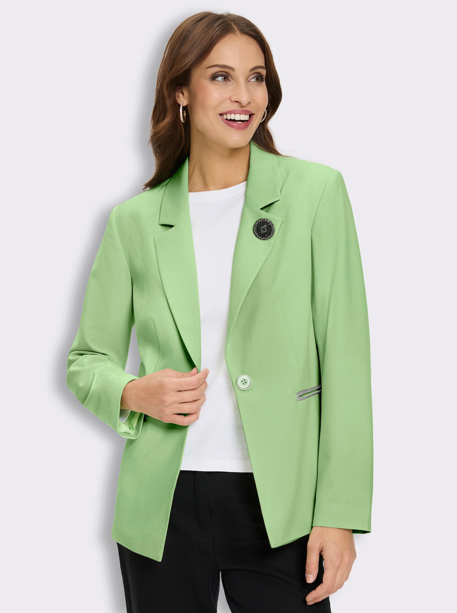 Blazer mit Zierelement am Kragen - reseda