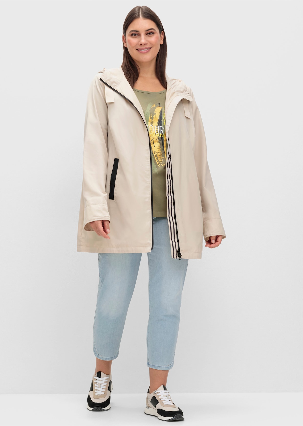 Jacke mit 2-Wege-Reißverschluss - sand