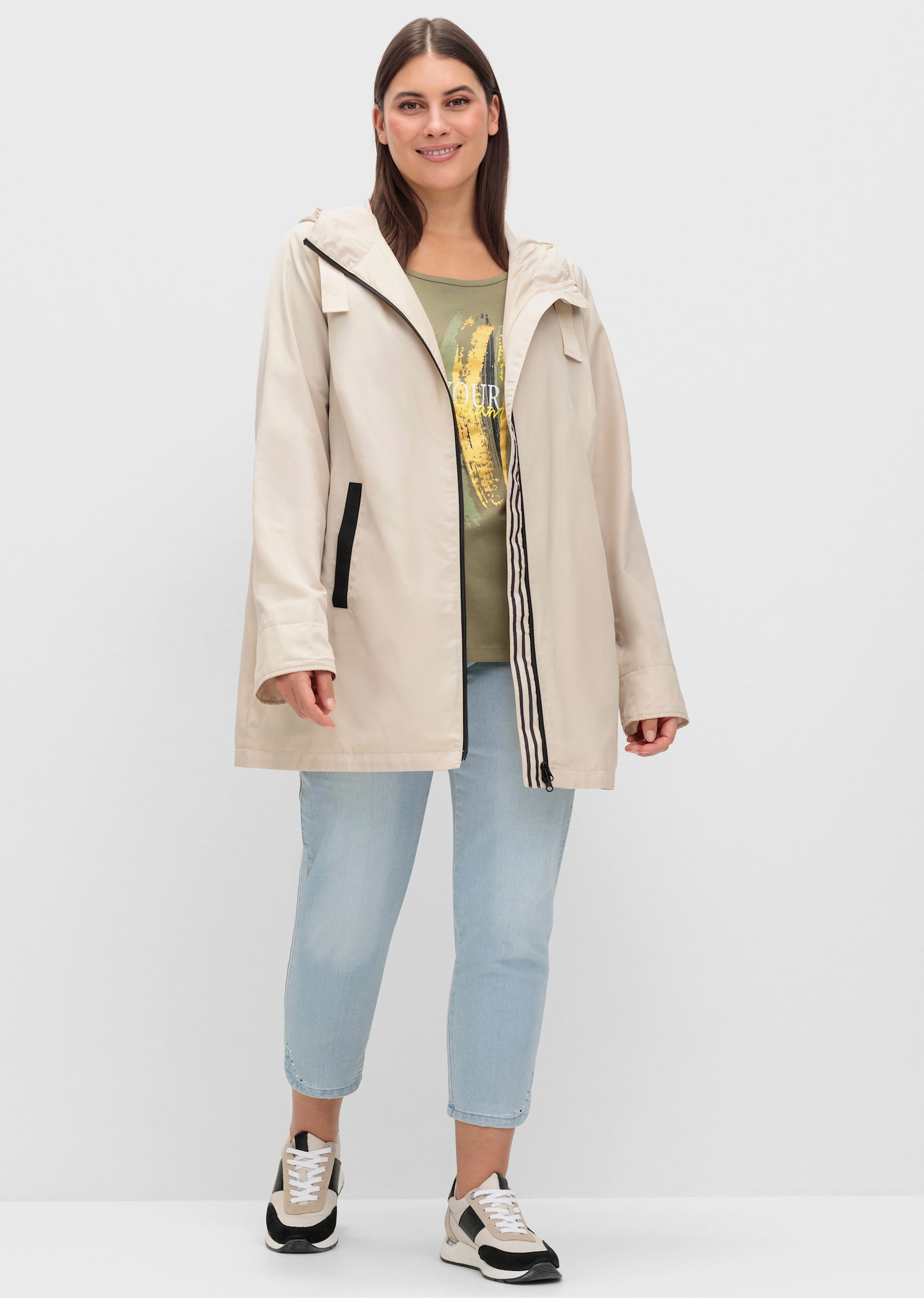 Jacke mit 2-Wege-Reißverschluss - sand