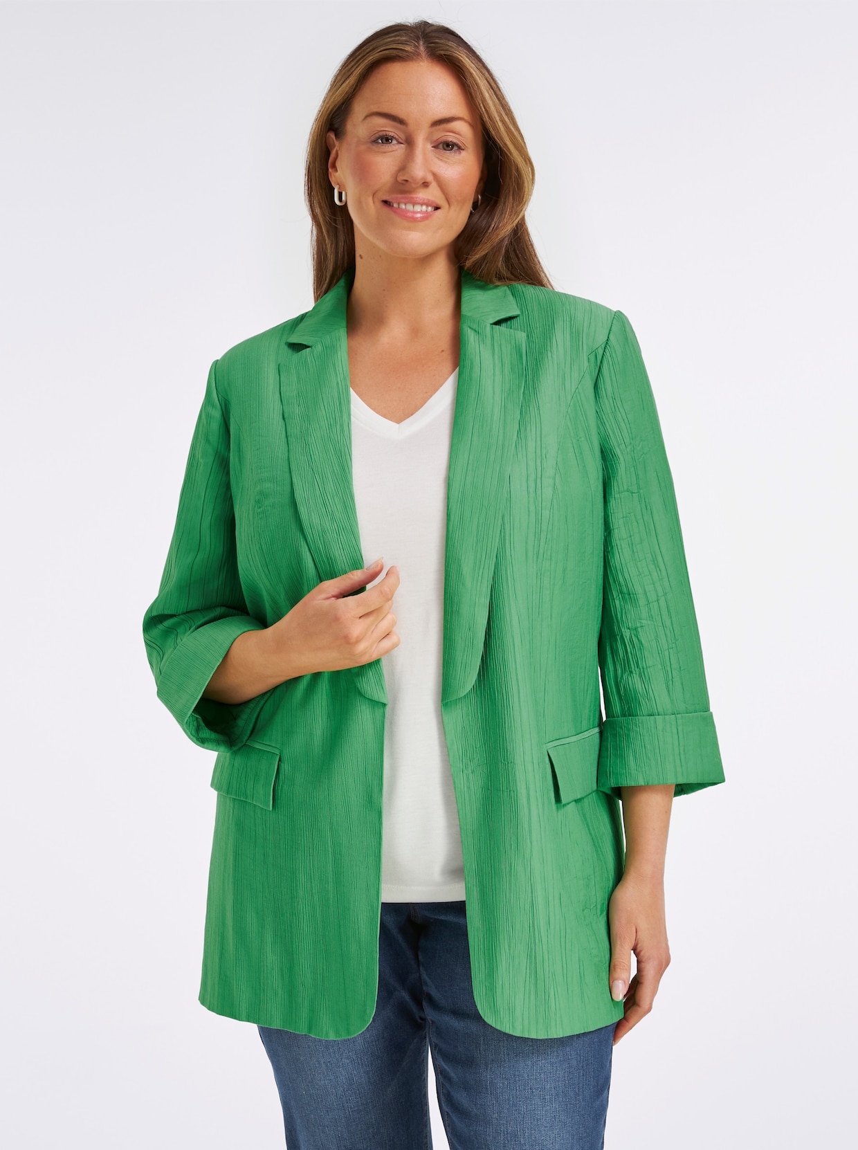 Blazer in langer, verschlussloser Form - apfel