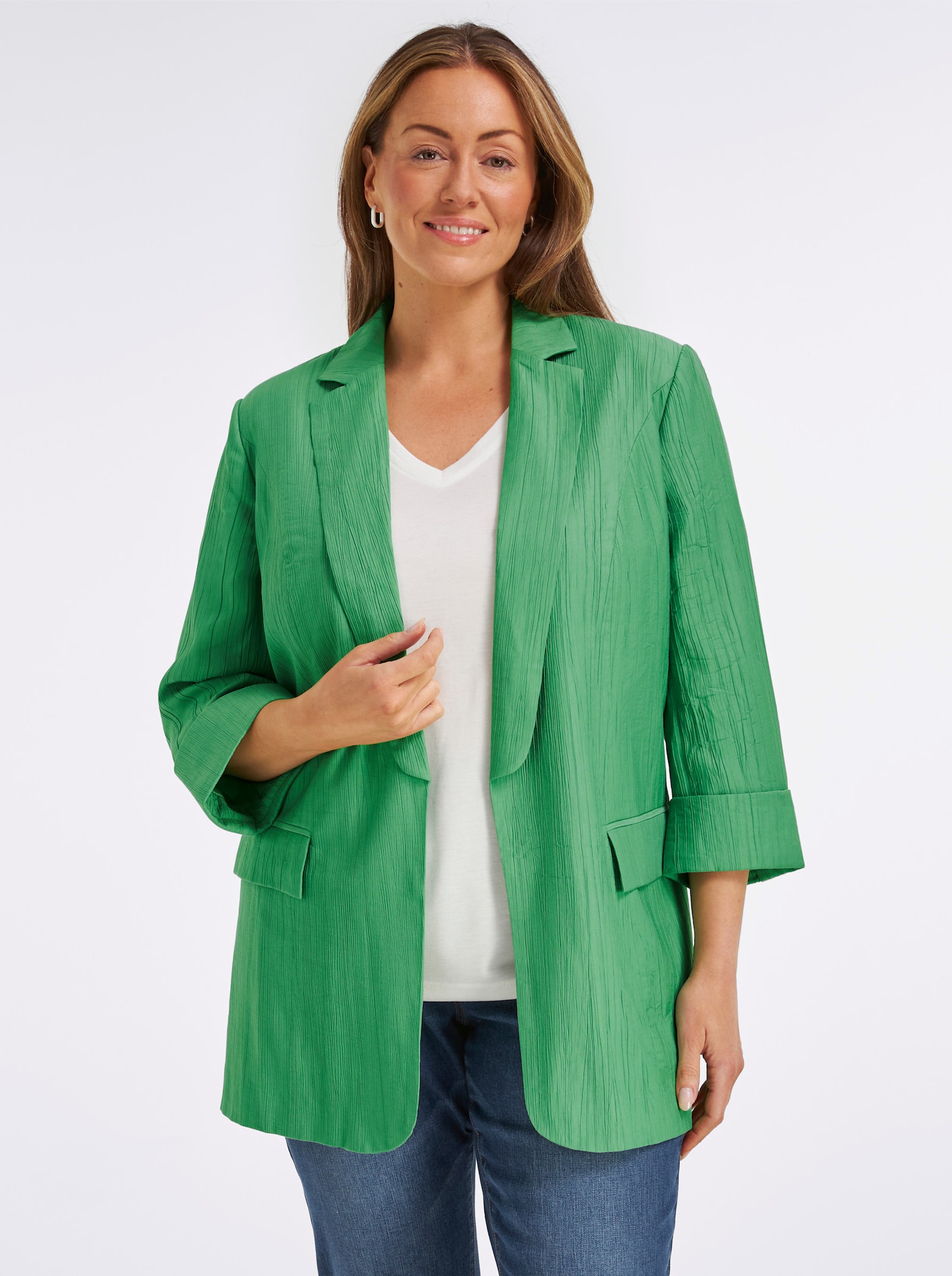 Blazer in langer, verschlussloser Form - apfel