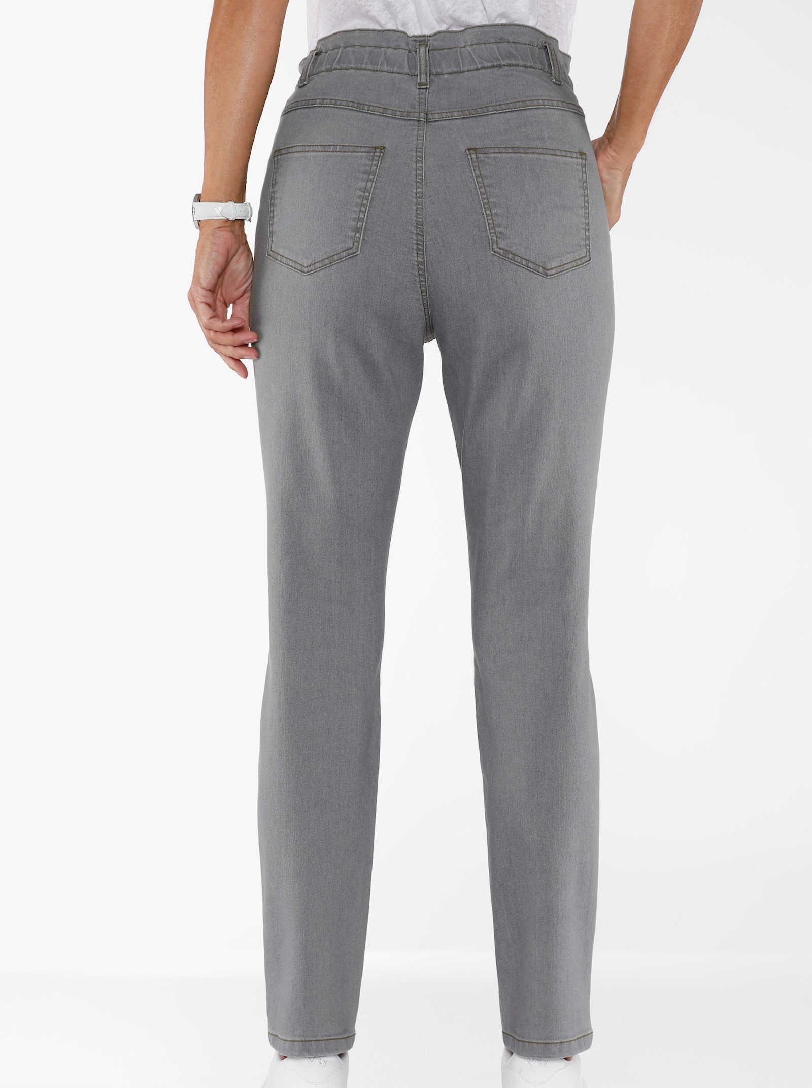 Jeans im Paperbag-Schnitt - grey-denim