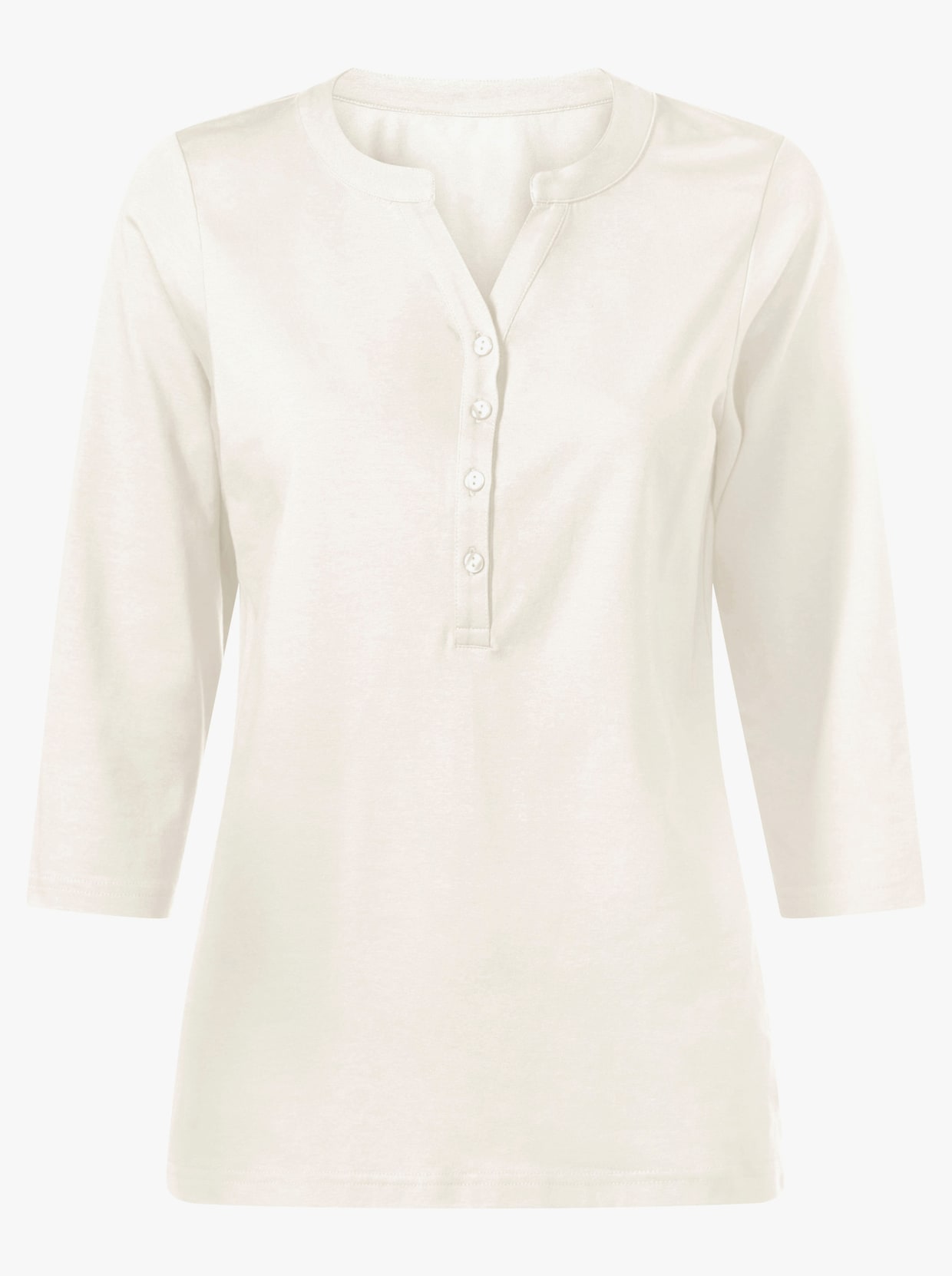 3/4-Arm-Shirt mit offenem V - ecru