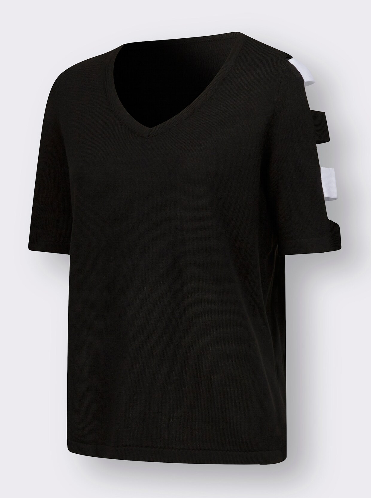 Kurzarm-Pullover - schwarz-weiss