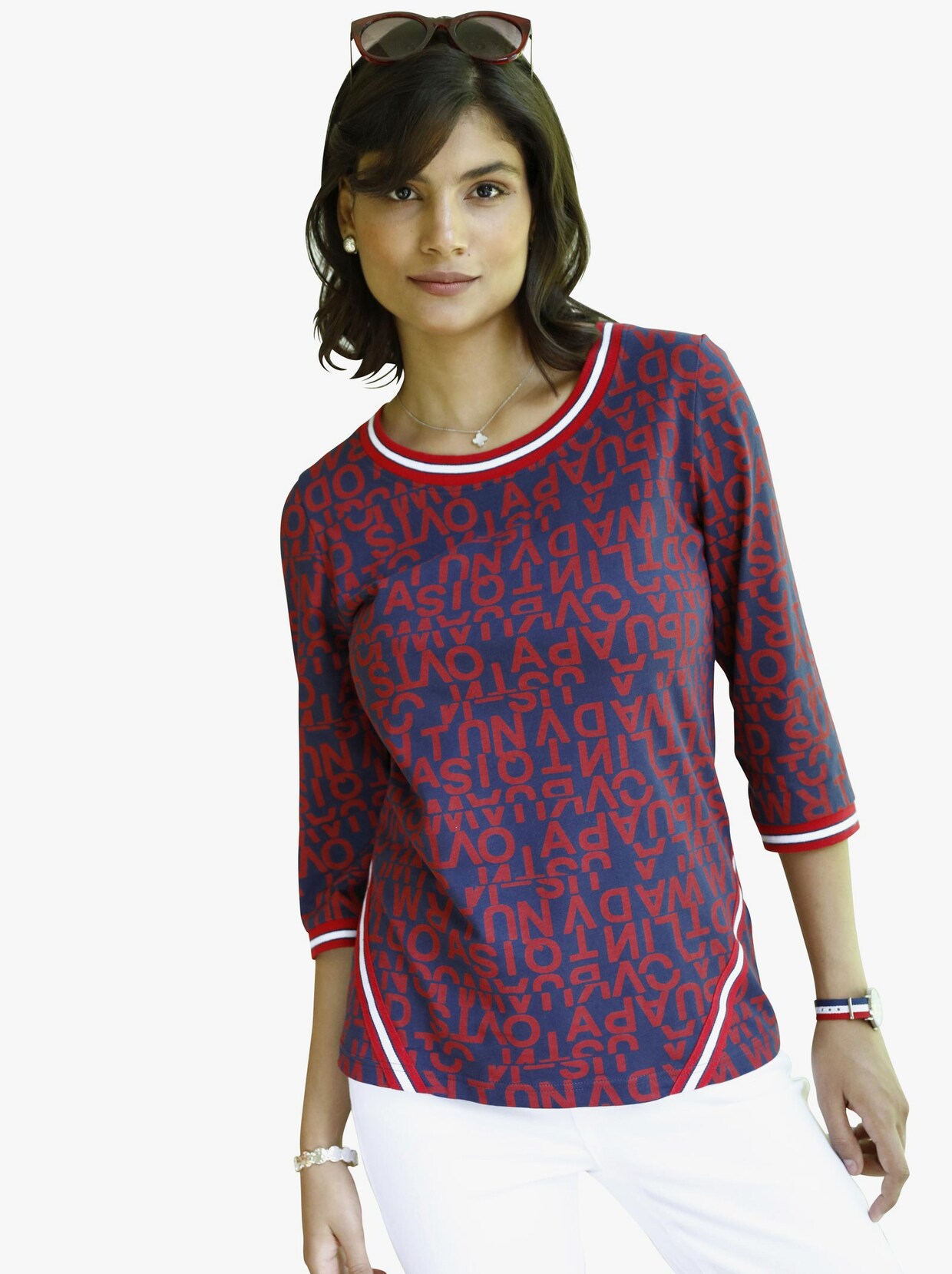 Shirt met lange mouwen - rood gedessineerd