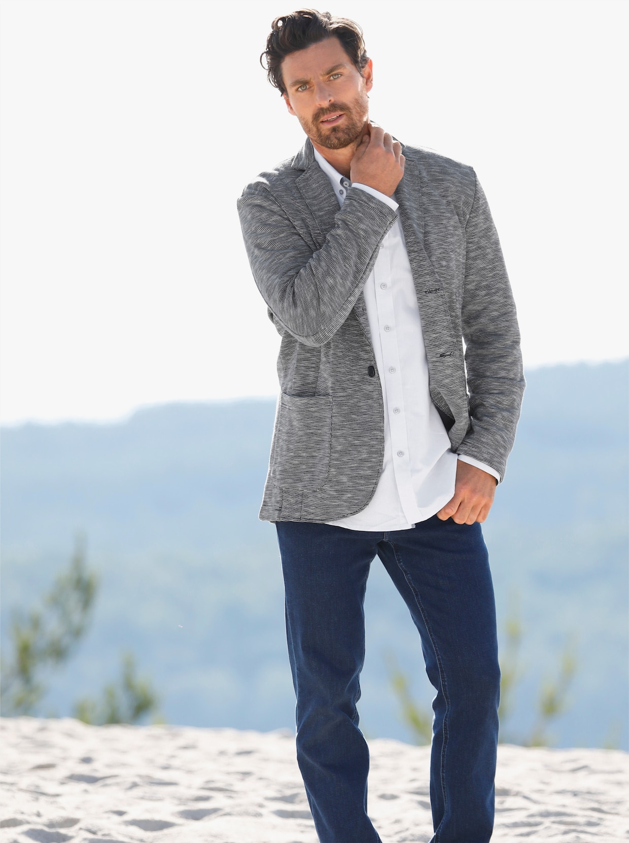 Marco Donati Jersey-Sakko - blau-meliert