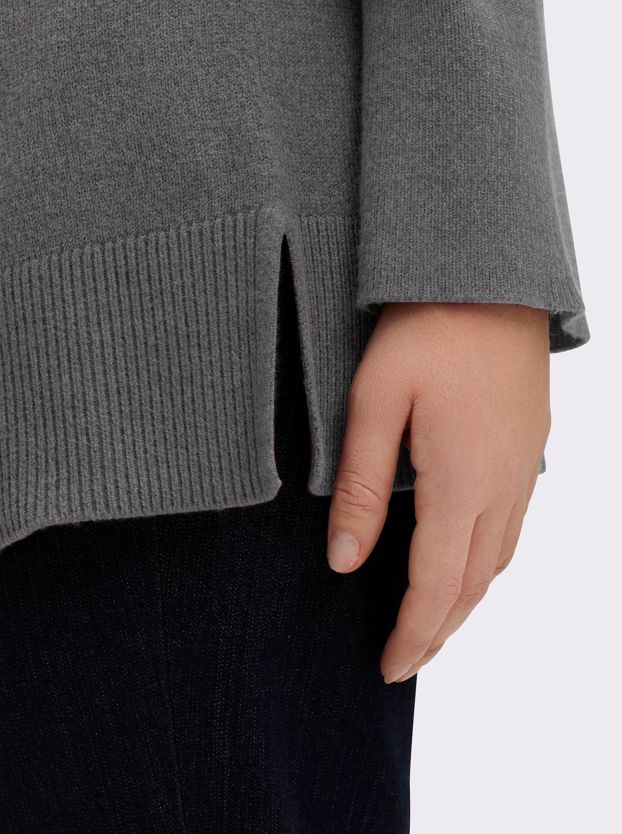 sheego Pullover - grau-anthrazit-meliert