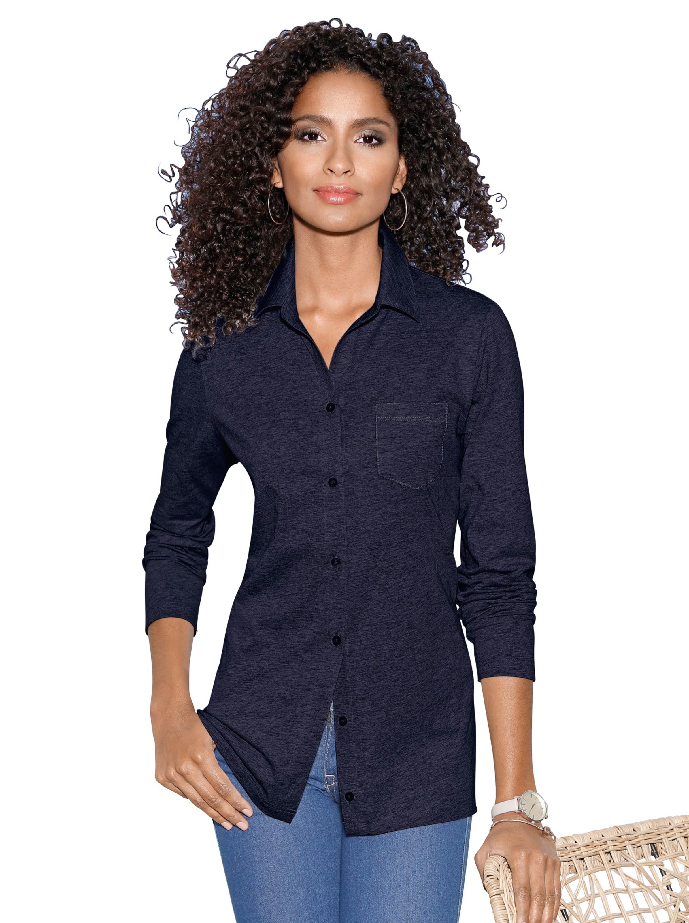 Jersey-Bluse - marine