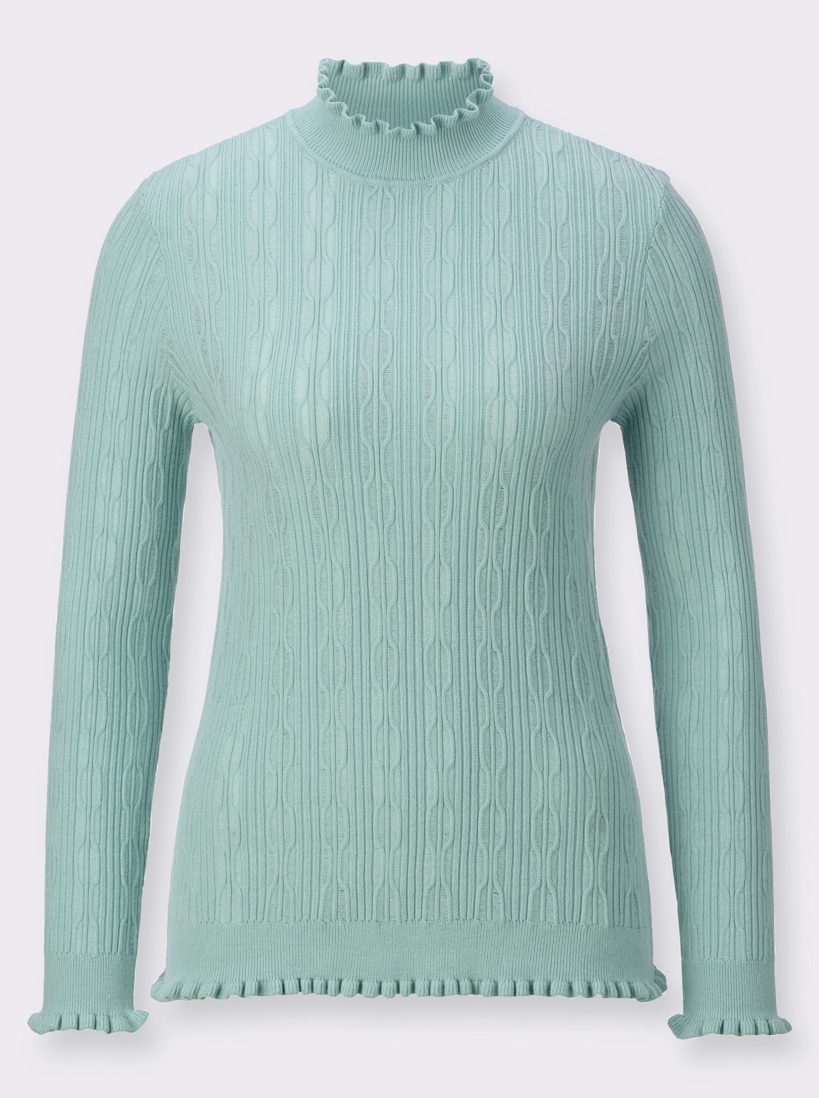 Langarm-Pullover mit Einstrick-Muster - kalkmint