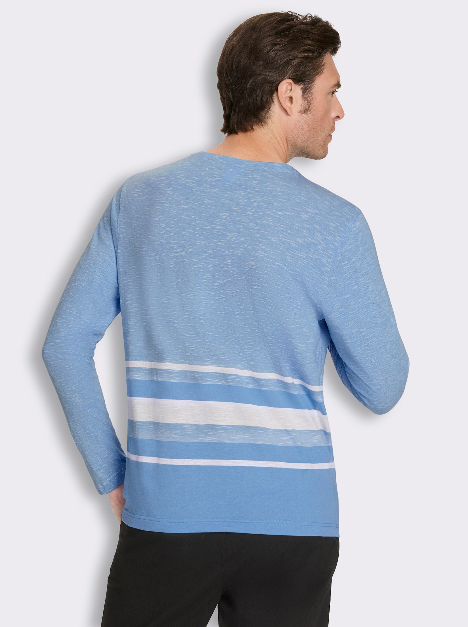 Langarmshirt in leicht strukturierter Jersey-Qualität - himmelblau
