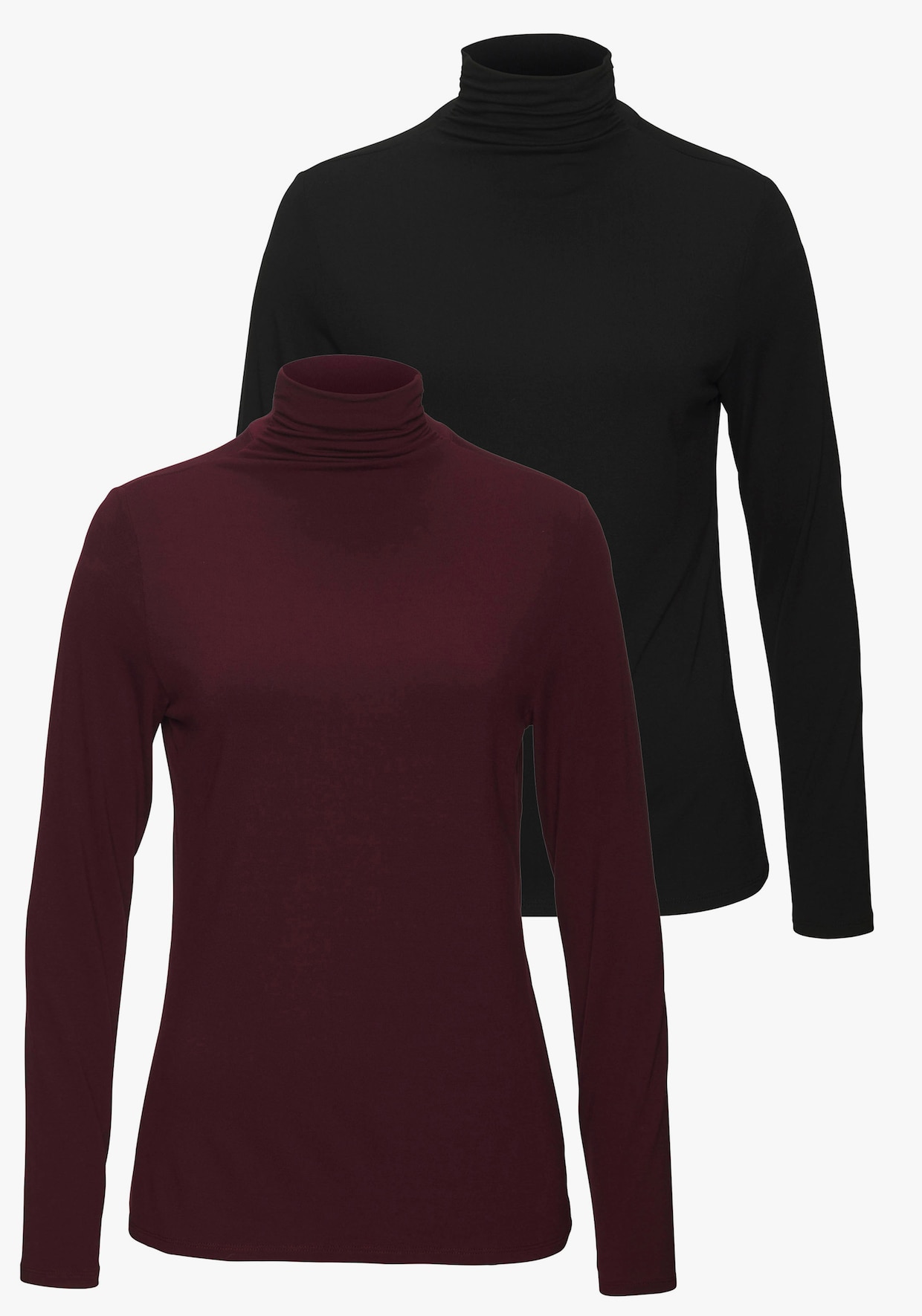 LASCANA Stehkragenshirt - aubergine, schwarz