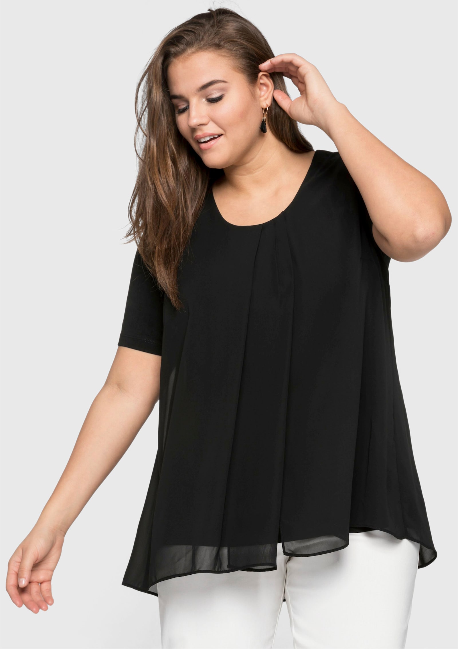 sheego Blusenshirt im Lagenlook - schwarz