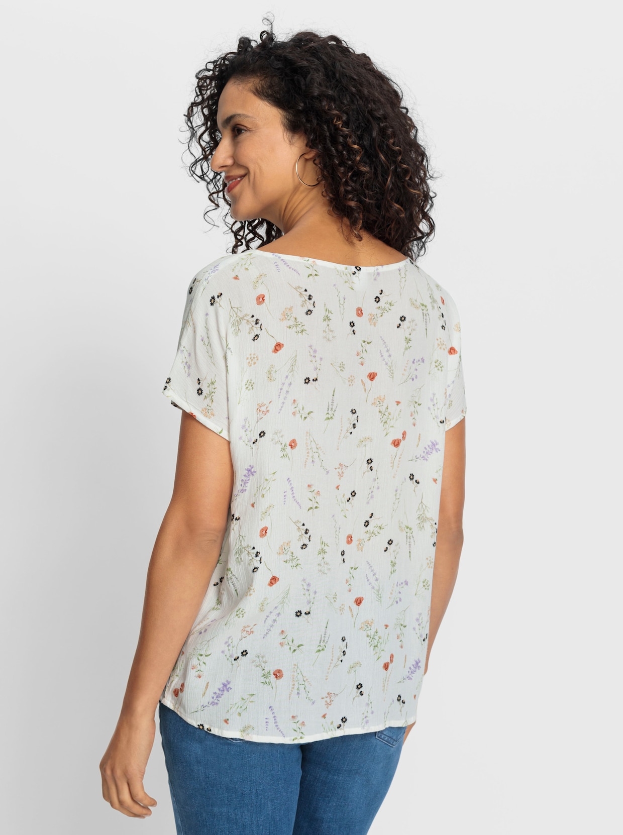 Comfortabele blouse - ecru geprint