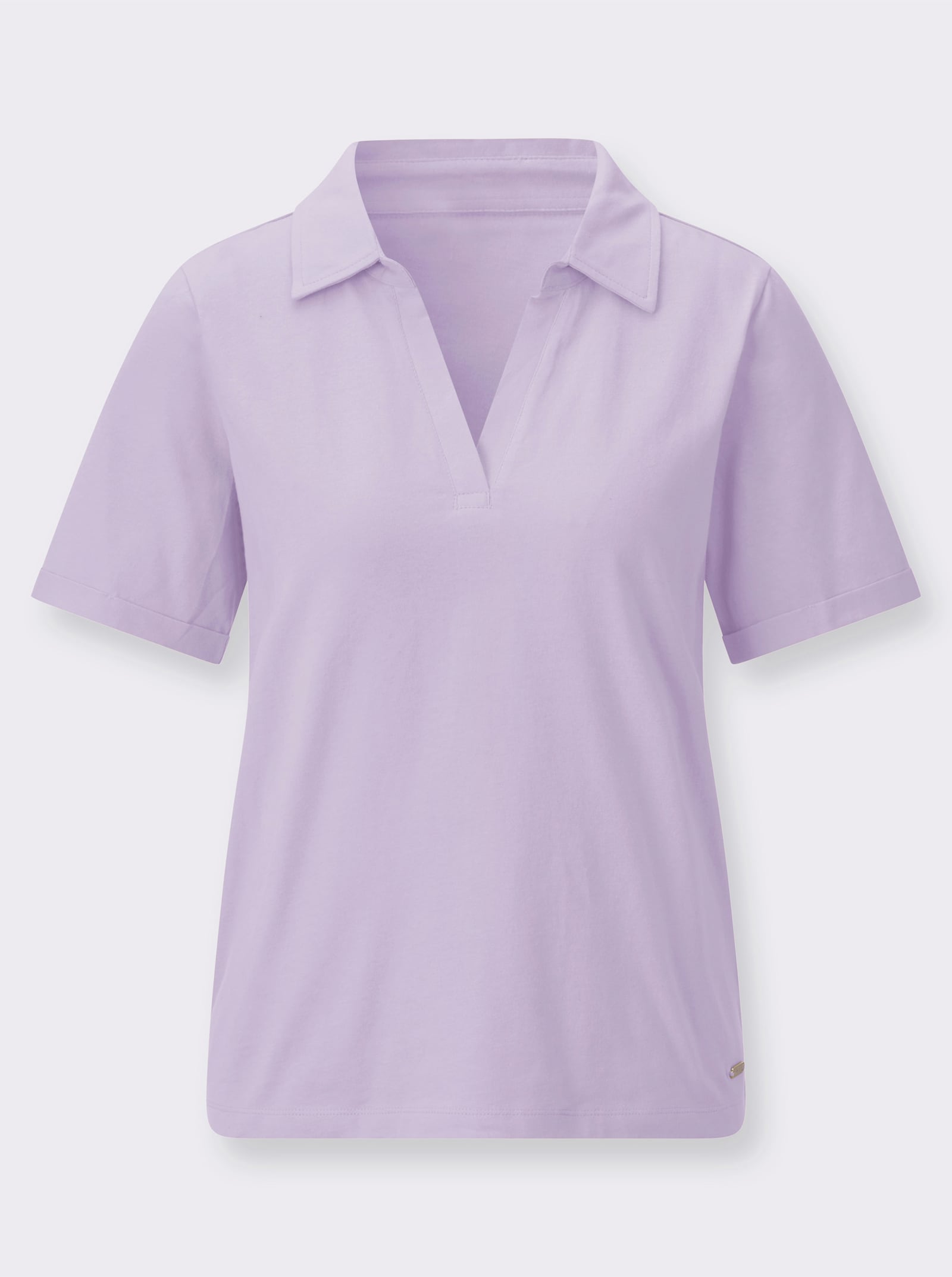 Kurzarmshirt mit Polokragen - flieder