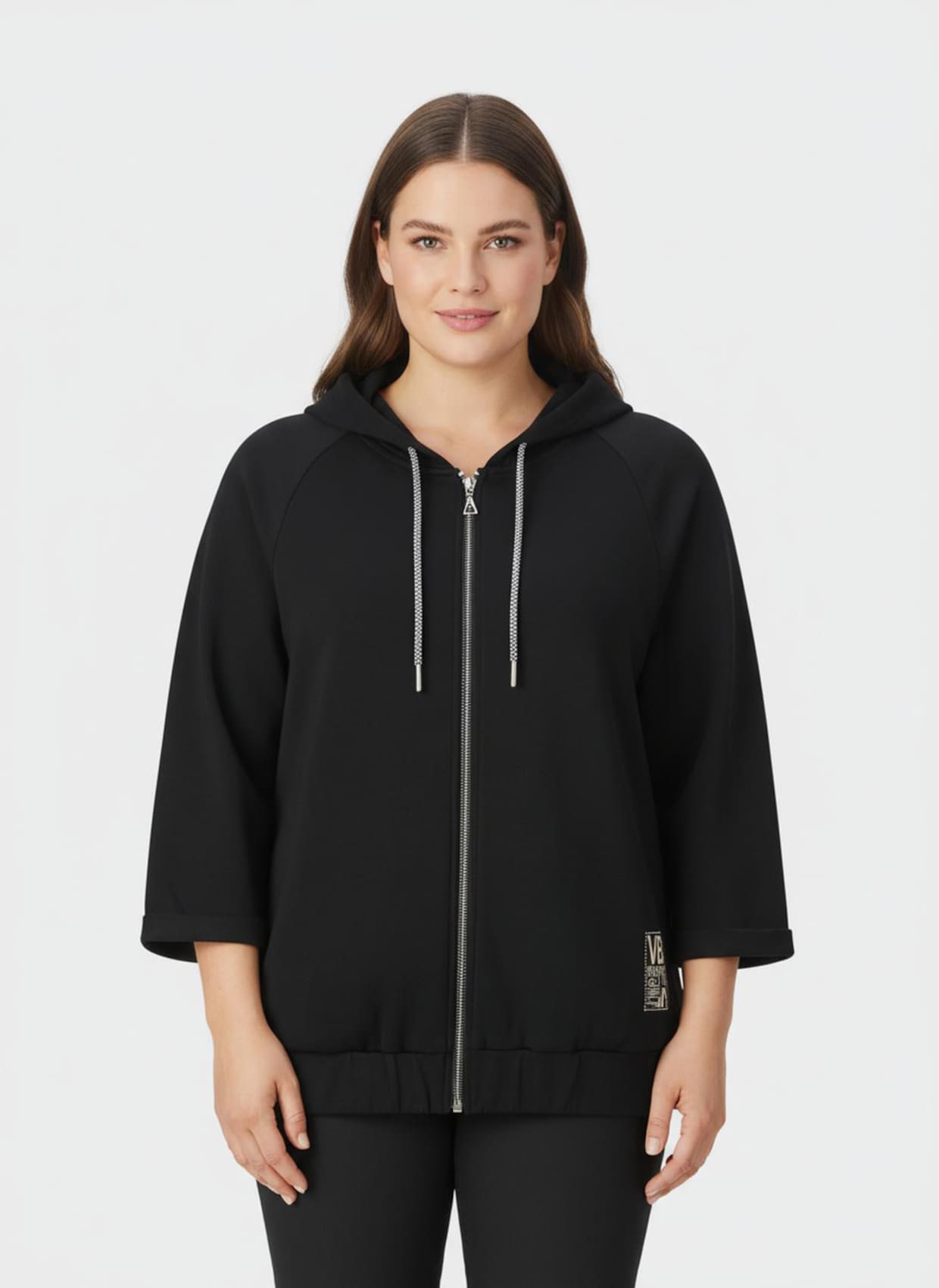 Shirtjacke mit Kapuze - schwarz