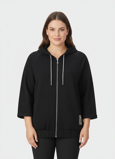 Shirtjacke mit Kapuze - schwarz