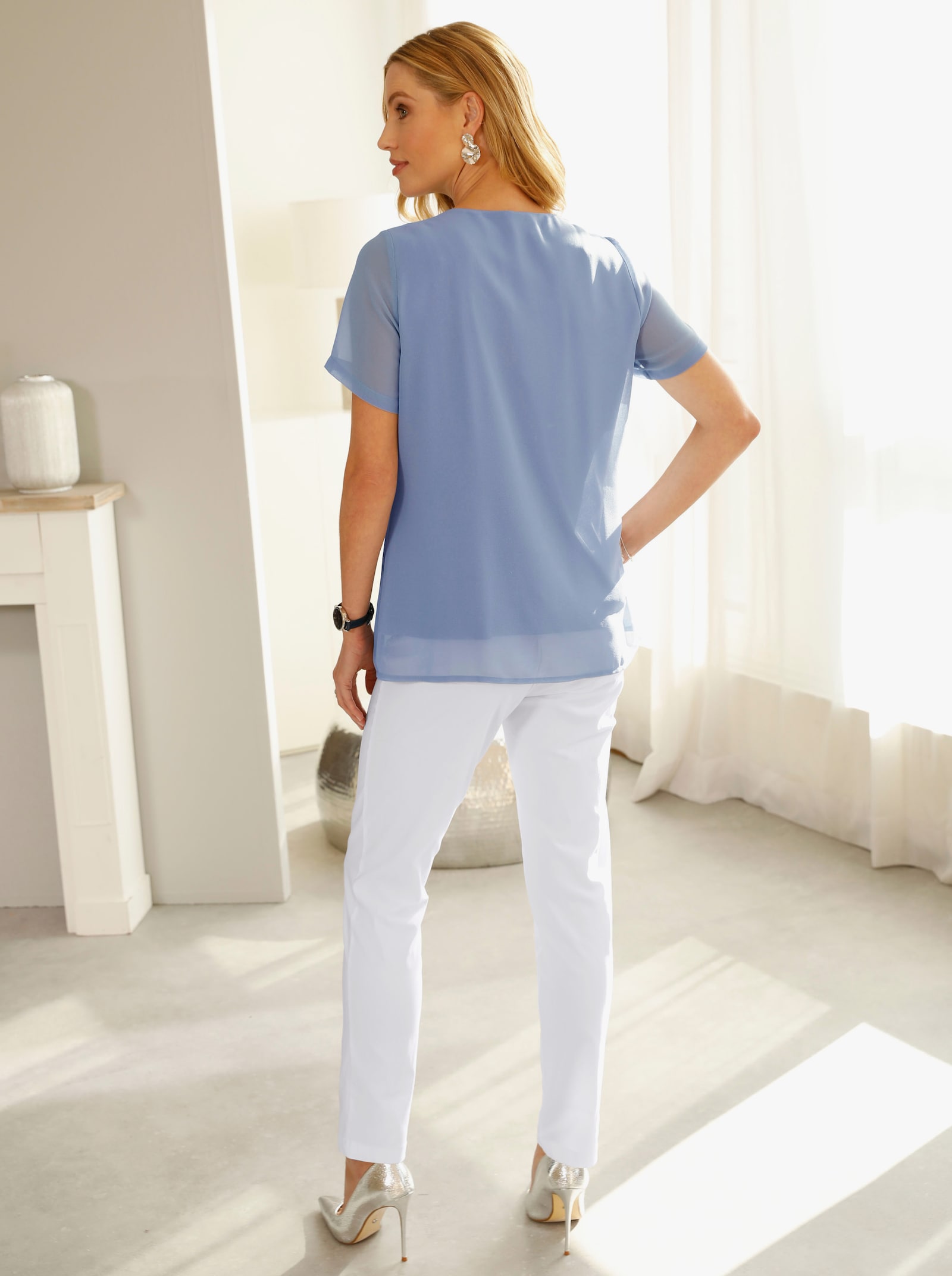 Bengalinebroek met sierritssluitingen - wit