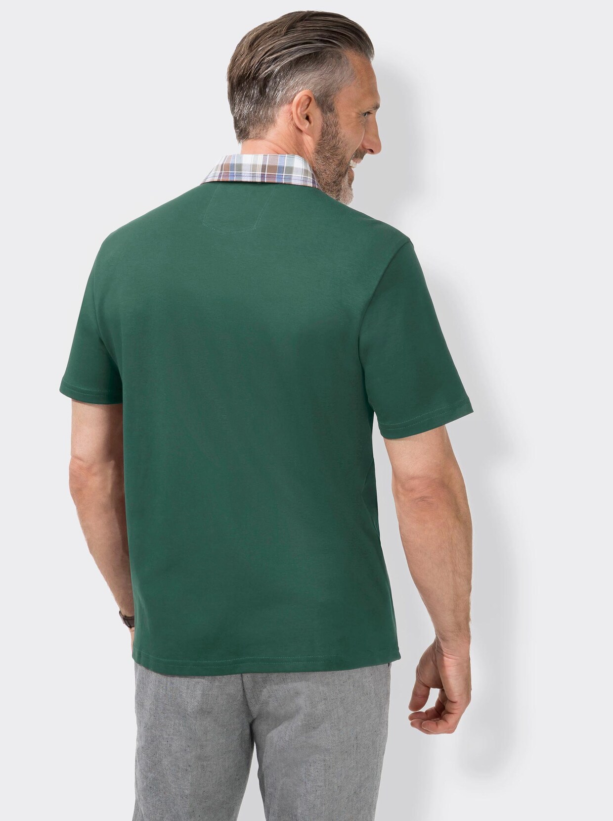 Kurzarm-Poloshirt - moosgrün