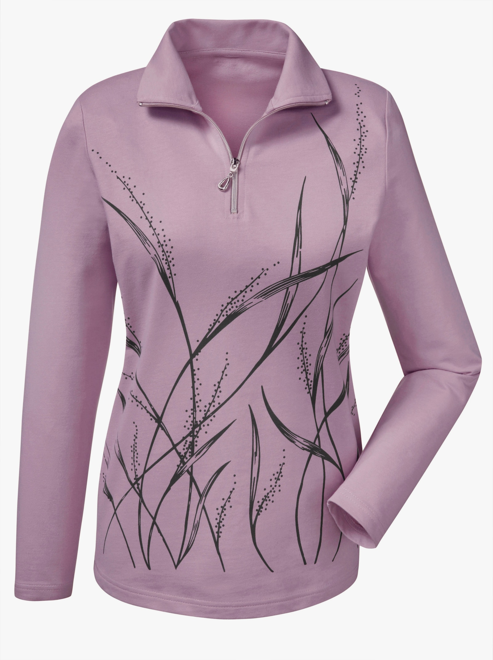 Sweatshirt mit Motiv-Druck - rosé-gemustert