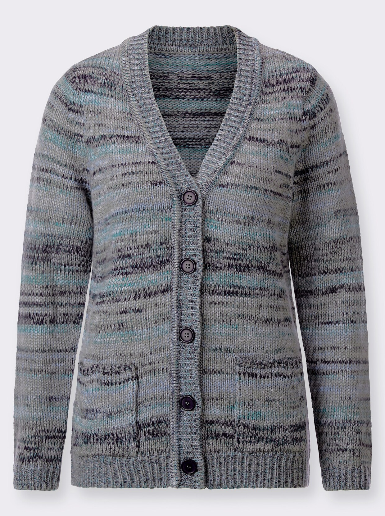 Strickjacke - marine-smaragd-meliert