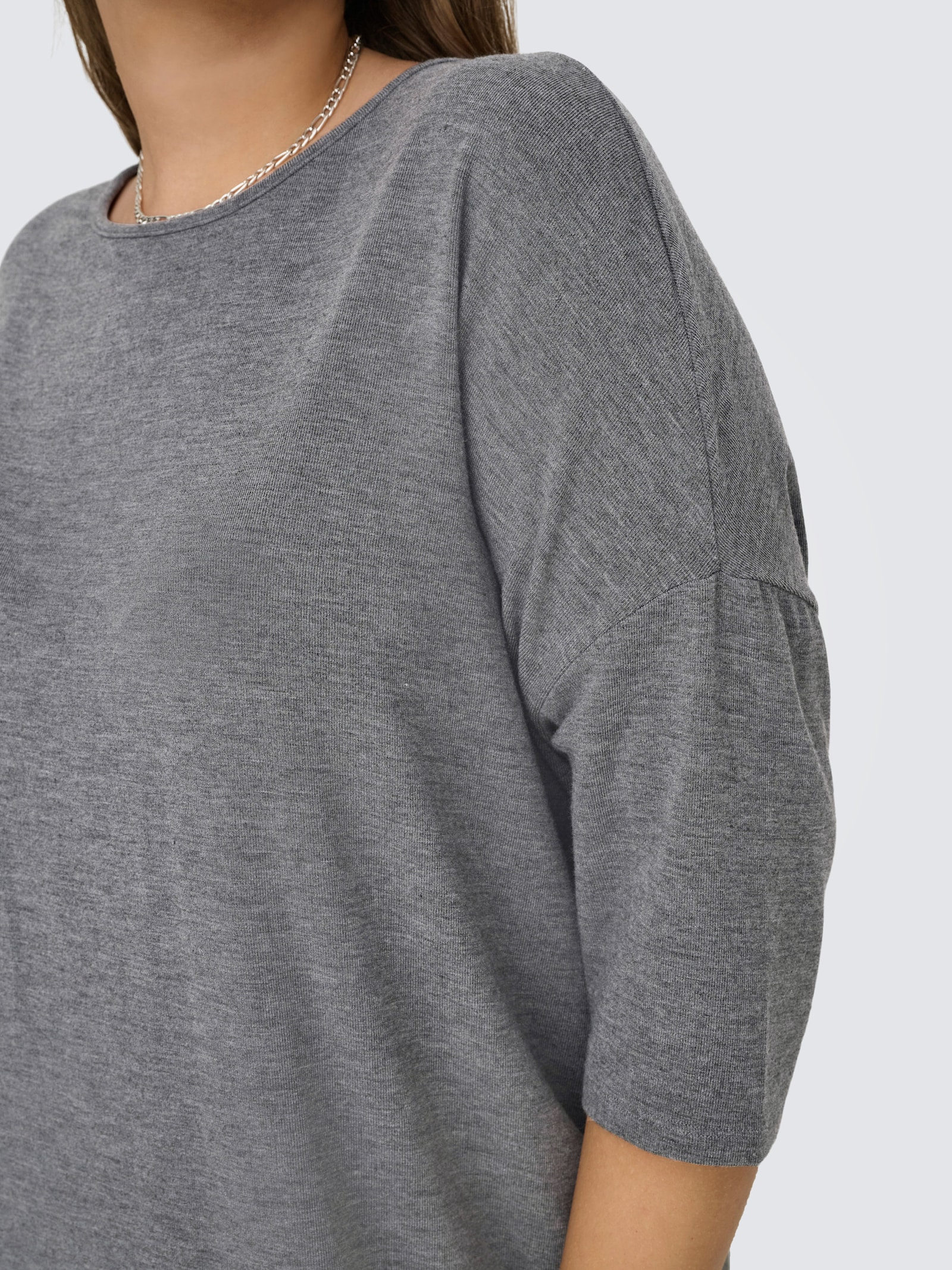 ONLY CARMAKOMA 3/4-Arm-Shirt - dark grey melange detail:melange