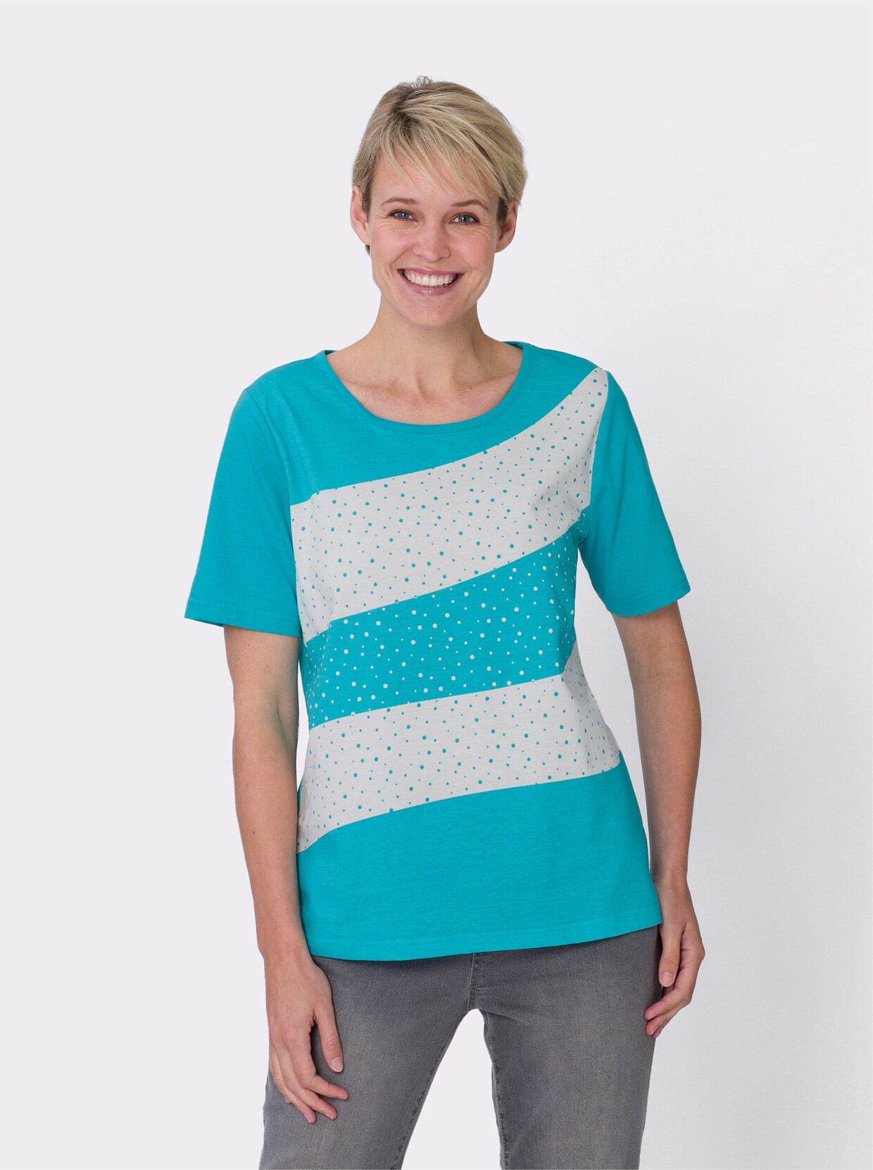 Shirt - turquoise/wit