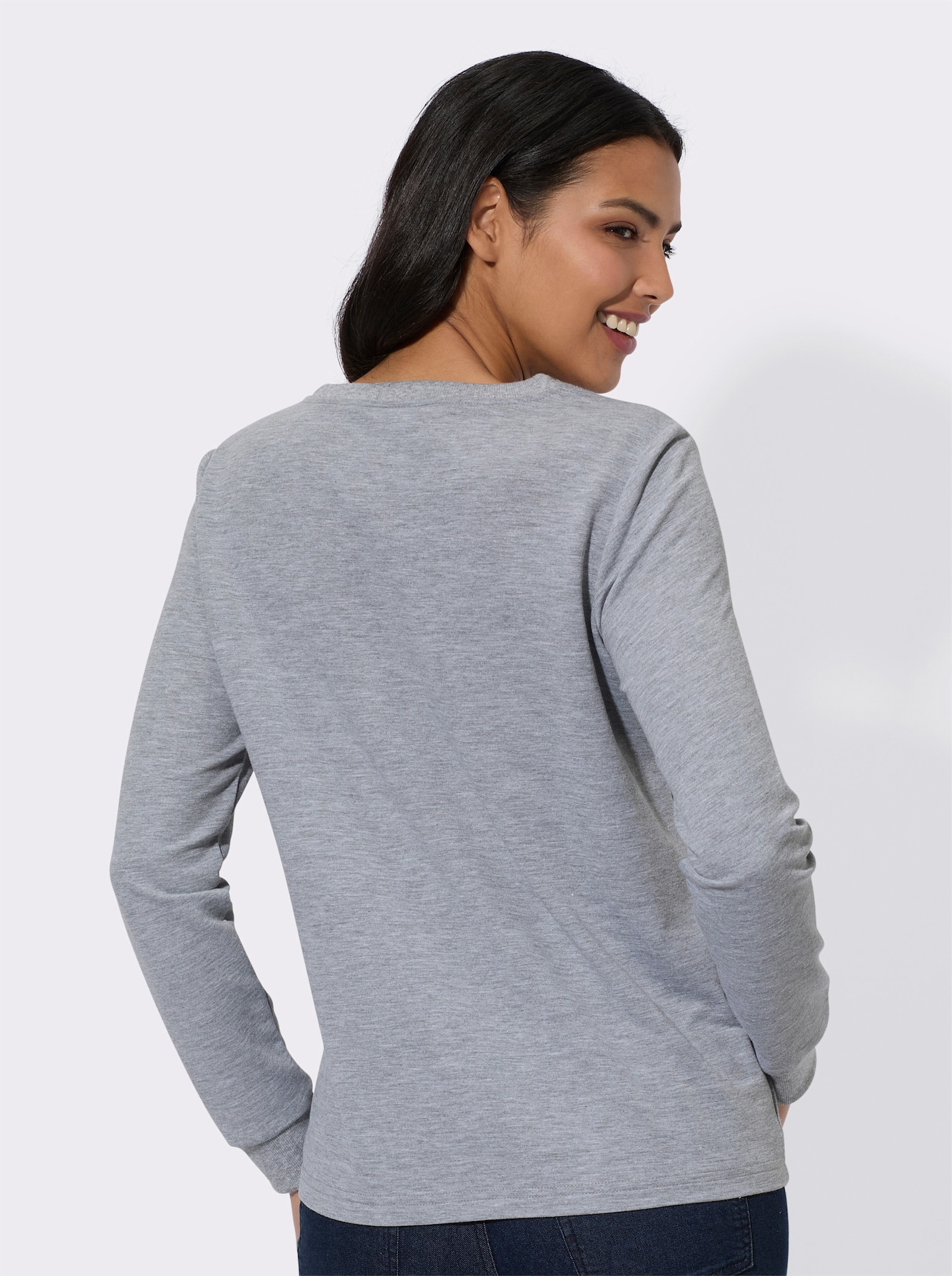 Mikina se srdíčkovým potiskem - šedá-melír-ecru