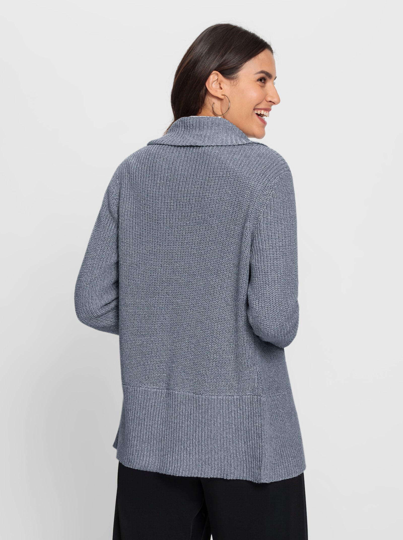 Strickjacke mit Schalkragen - rauchblau-meliert