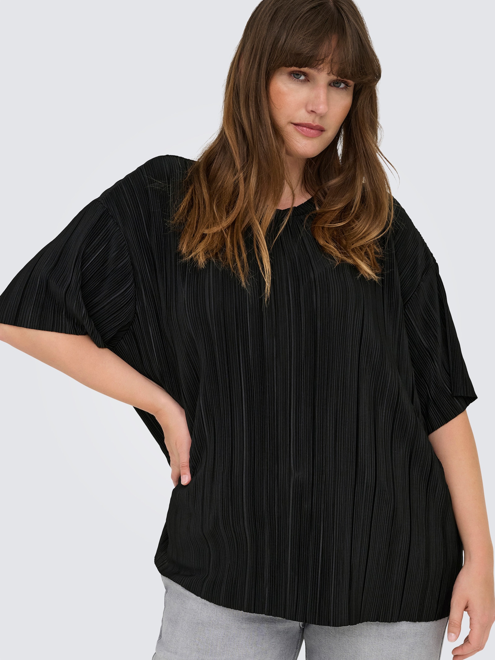 ONLY CARMAKOMA Plisseeshirt - black