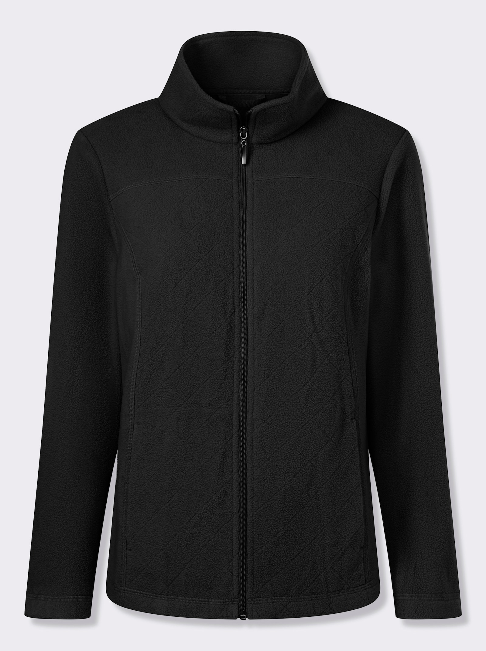 Fleecejacke mit formgebenden Nähten - schwarz