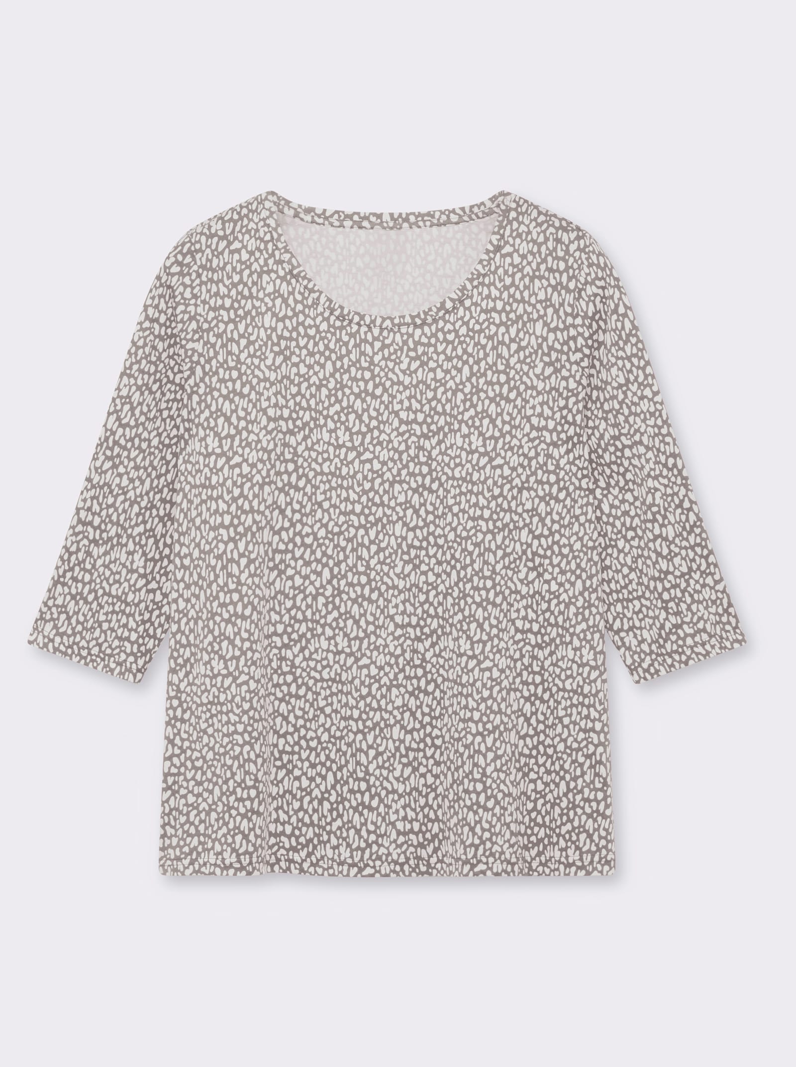 3/4-Arm-Shirt mit Minimal-Druck - weiß-grau-bedruckt