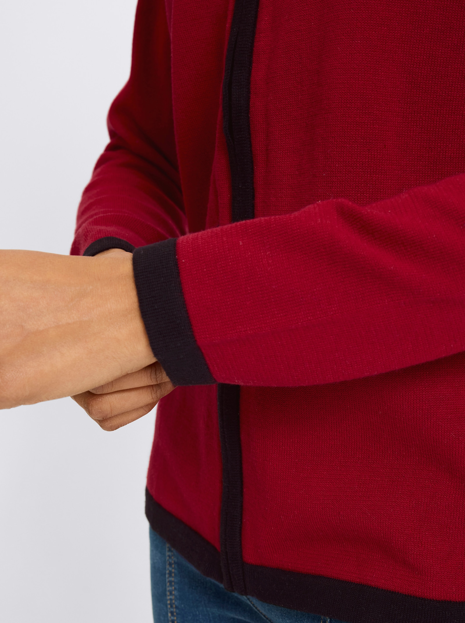 heine Fijn gebreid vest met ritssluiting - rood