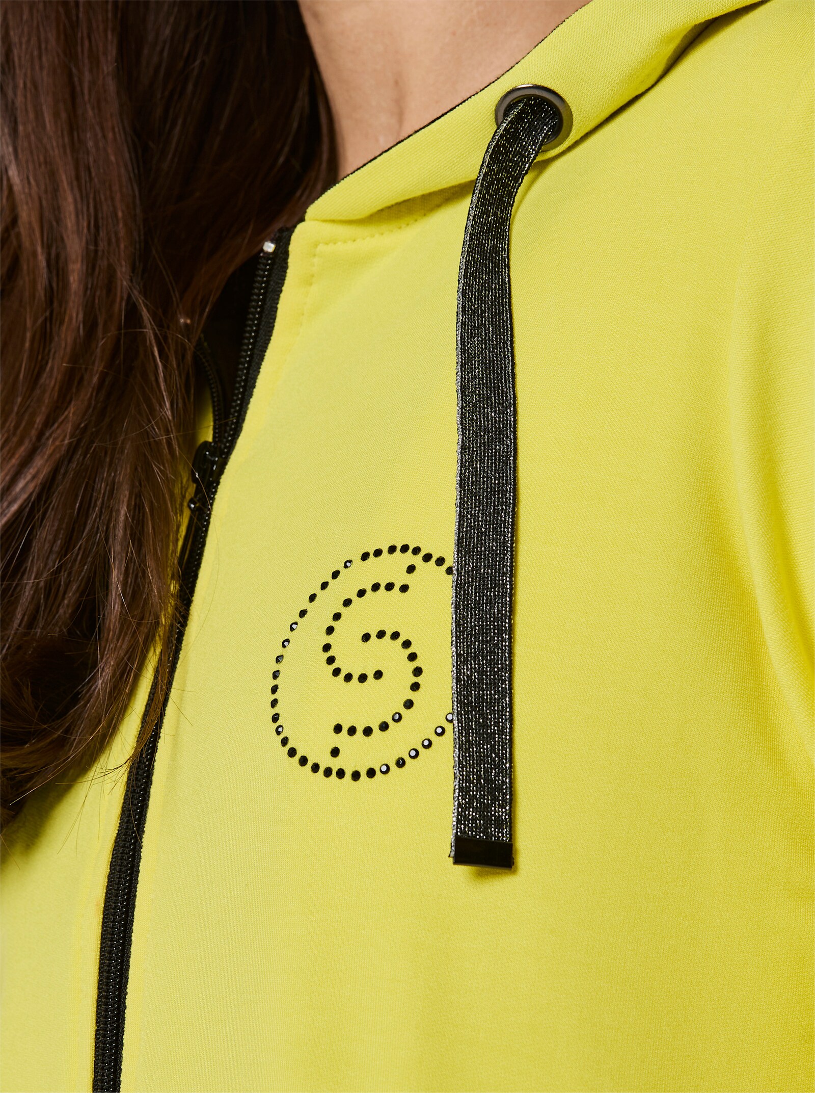 CREATION L PREMIUM Jacke mit Glitzersteinchen-Applikation - limone-schwarz