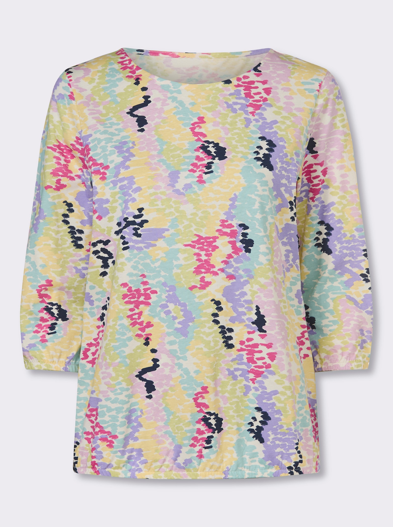 3/4-Arm-Shirt im Tupfen-Dessin - zitrone-lavendel-bedruckt