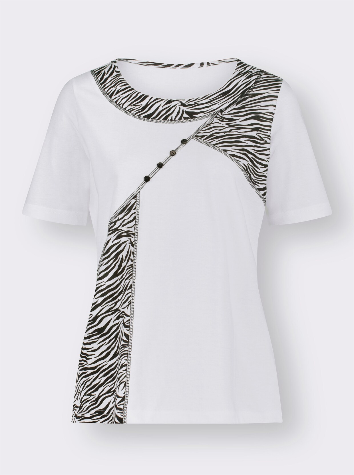 Shirt met korte mouwen - wit/zwart gedessineerd
