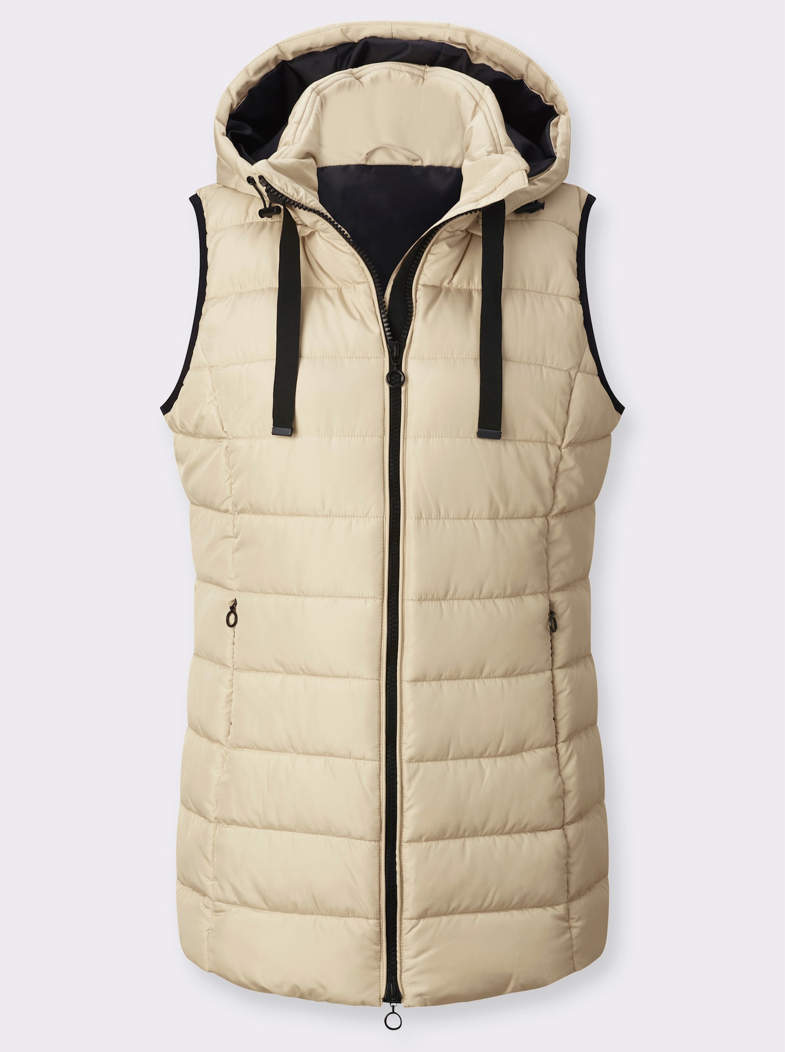 Steppweste mit abzippbarer Kapuze - sand