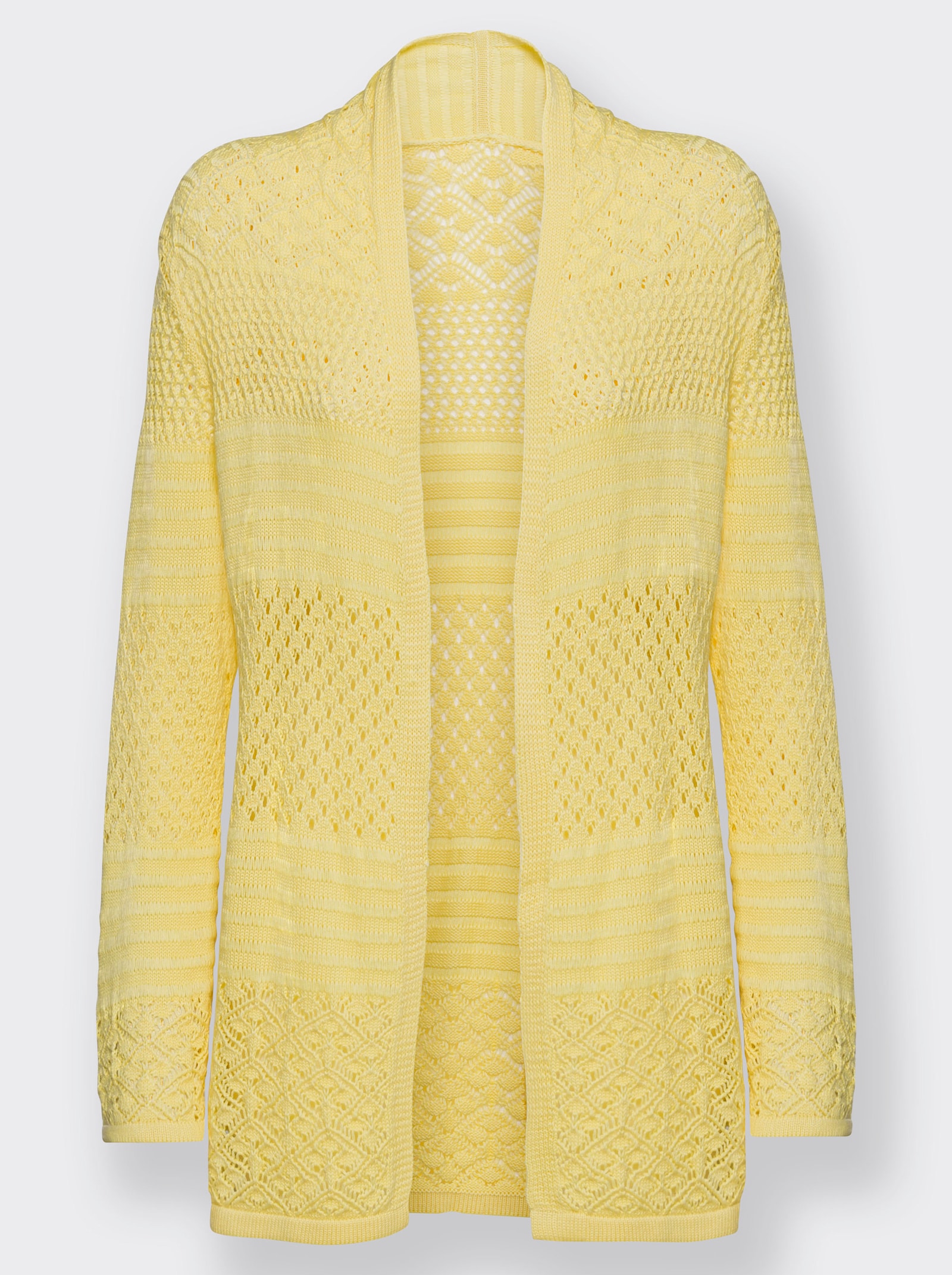 Strickjacke mit Ajour-Muster - zitrone