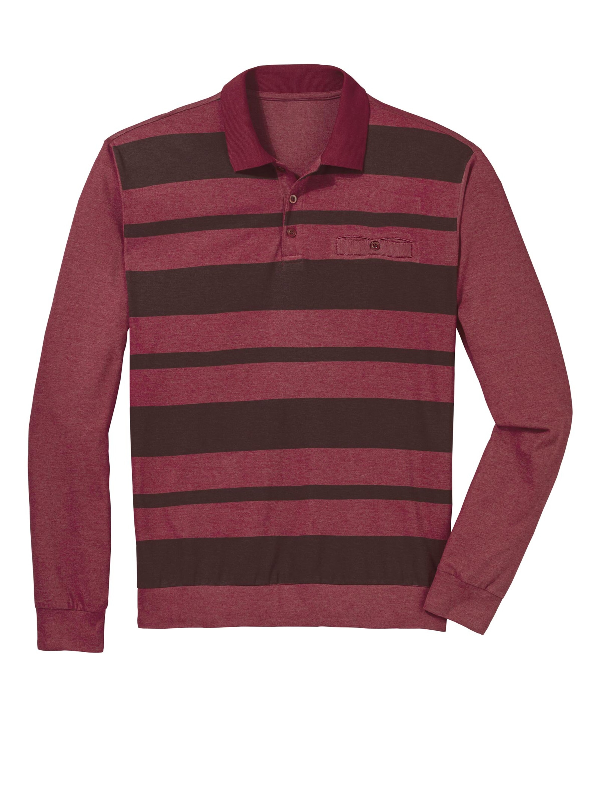 Poloshirt - rot-meliert-gestreift