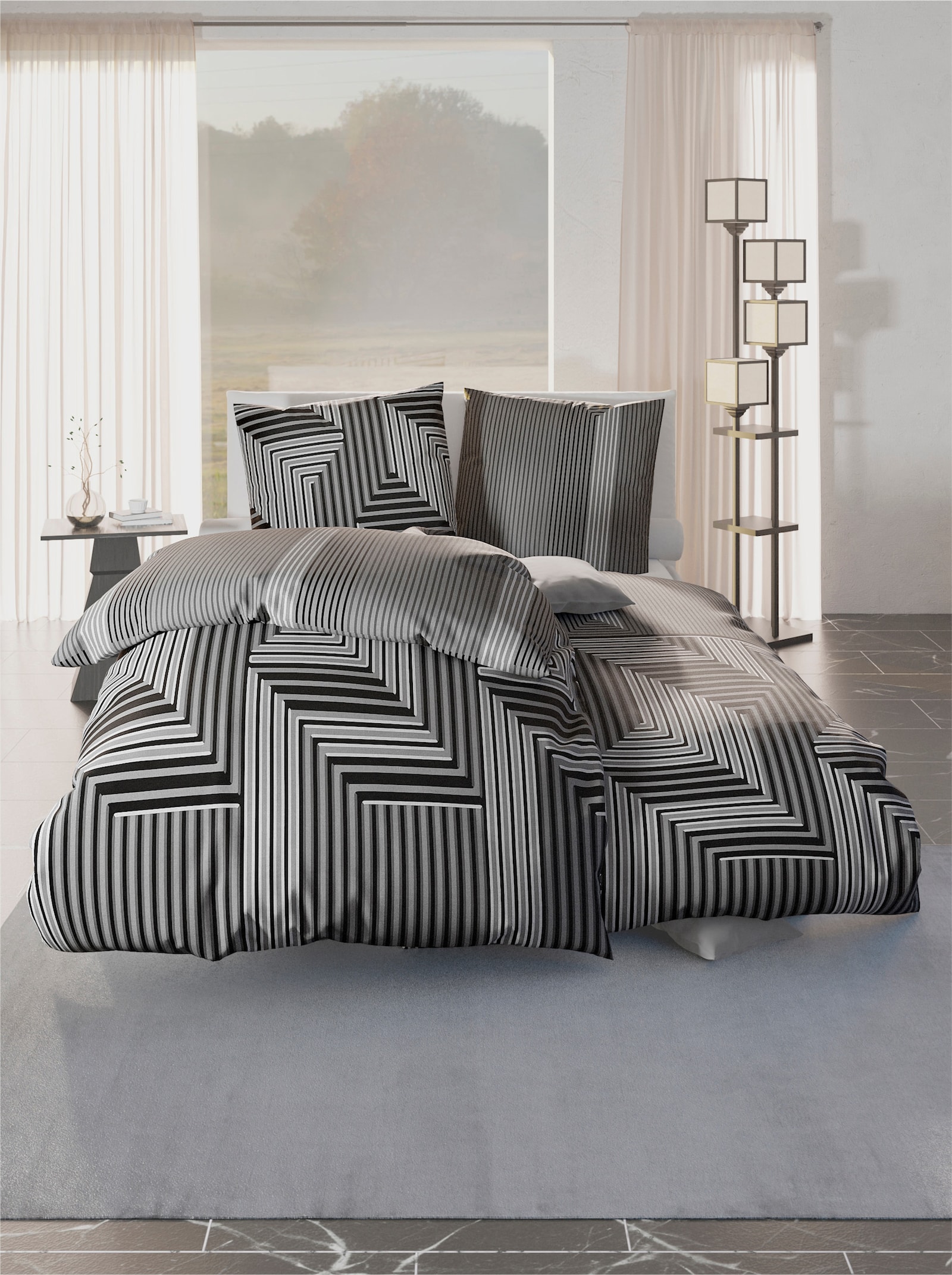 Kaeppel Bedtextiel - zwart/grijs geprint