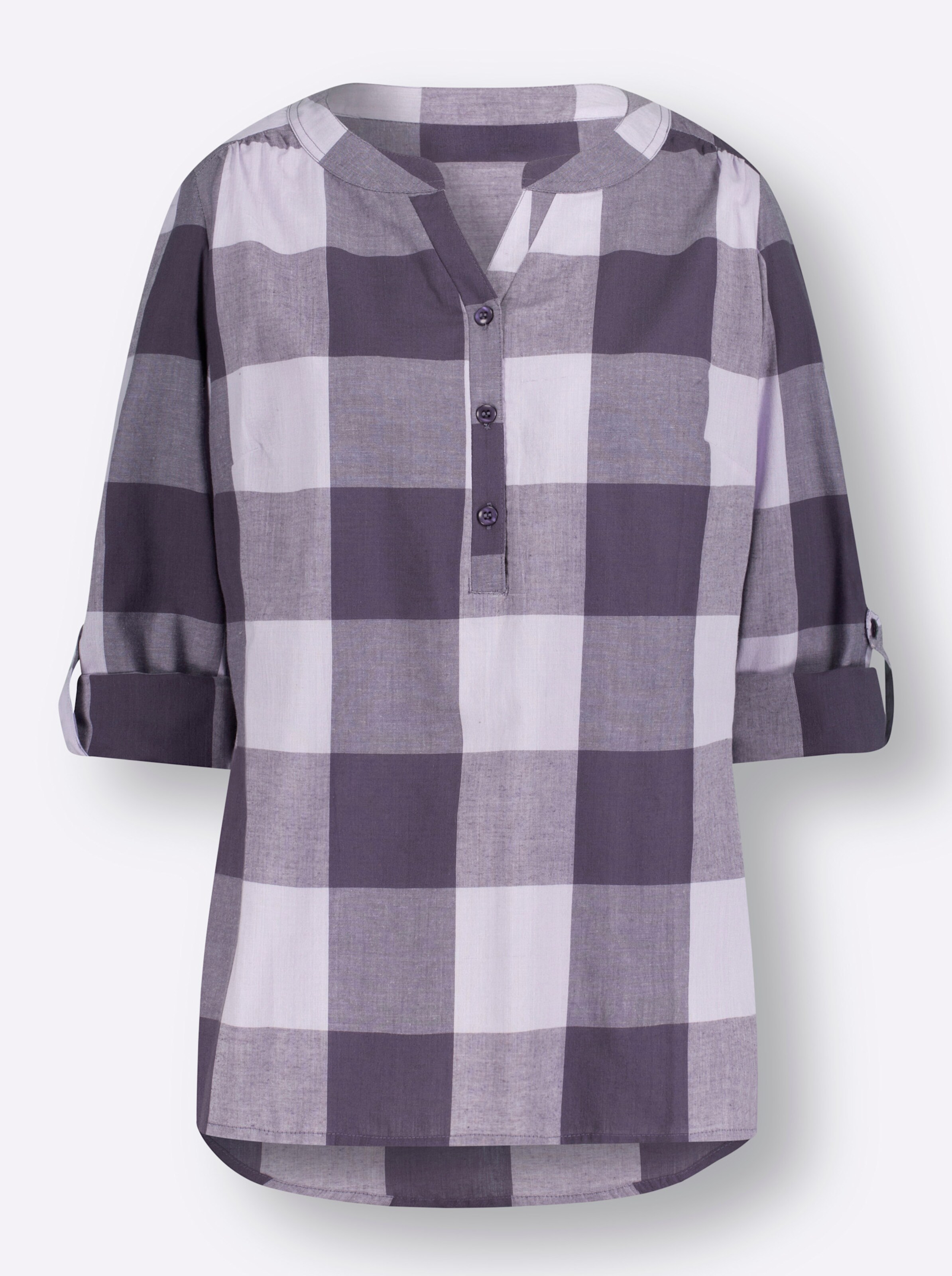 Witt Weiden Damen Longbluse flieder feige kariert  - Onlineshop Witt Weiden