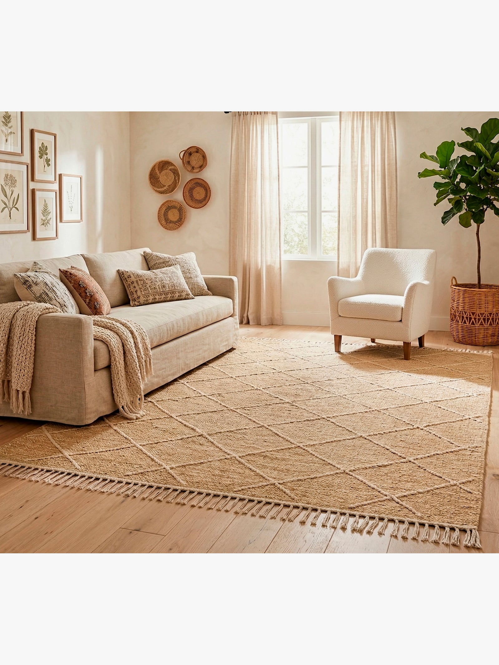 Theko Handwebteppich - beige-meliert