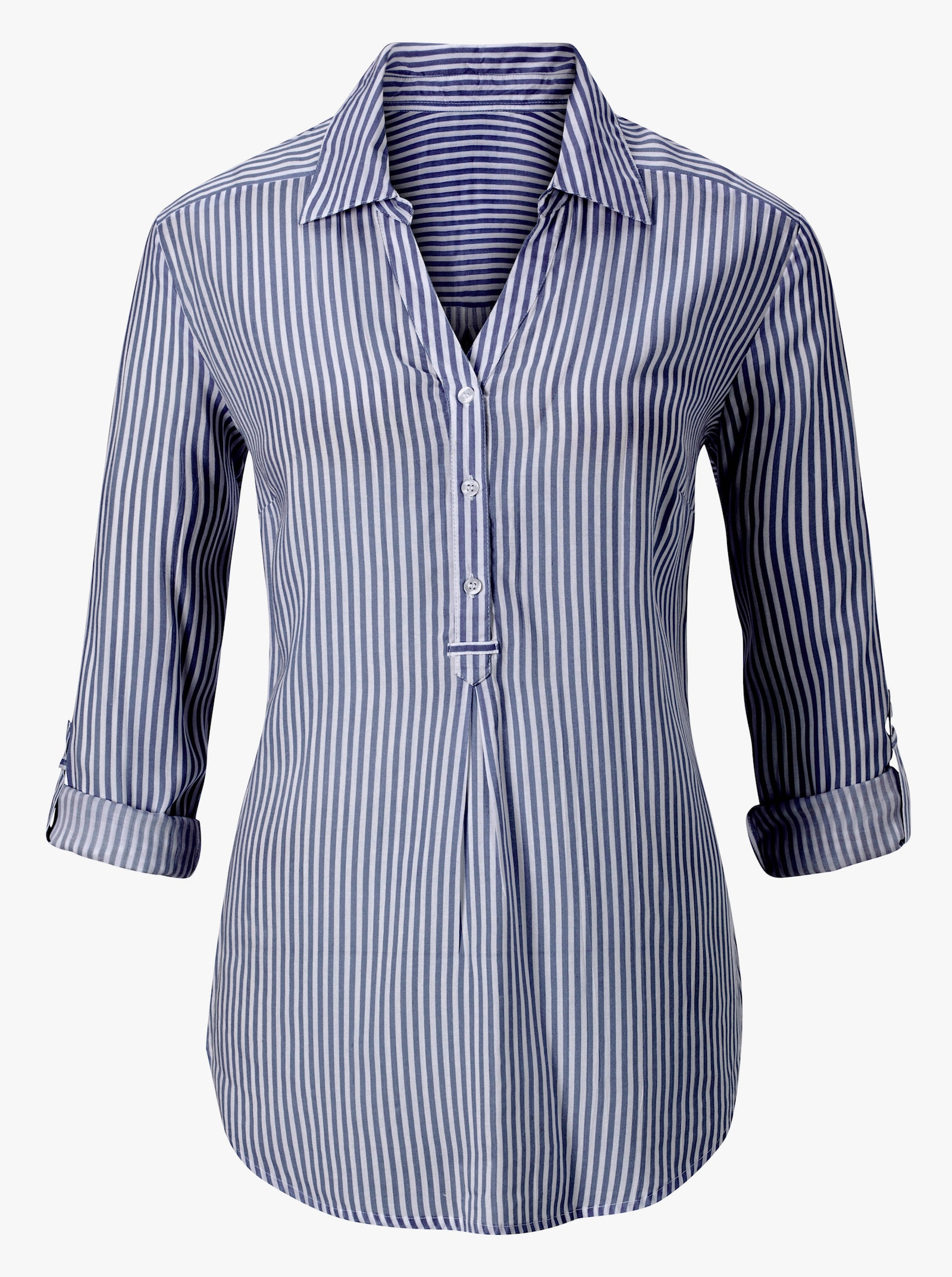 Gestreifte Bluse in Tunikaform - marine-gestreift