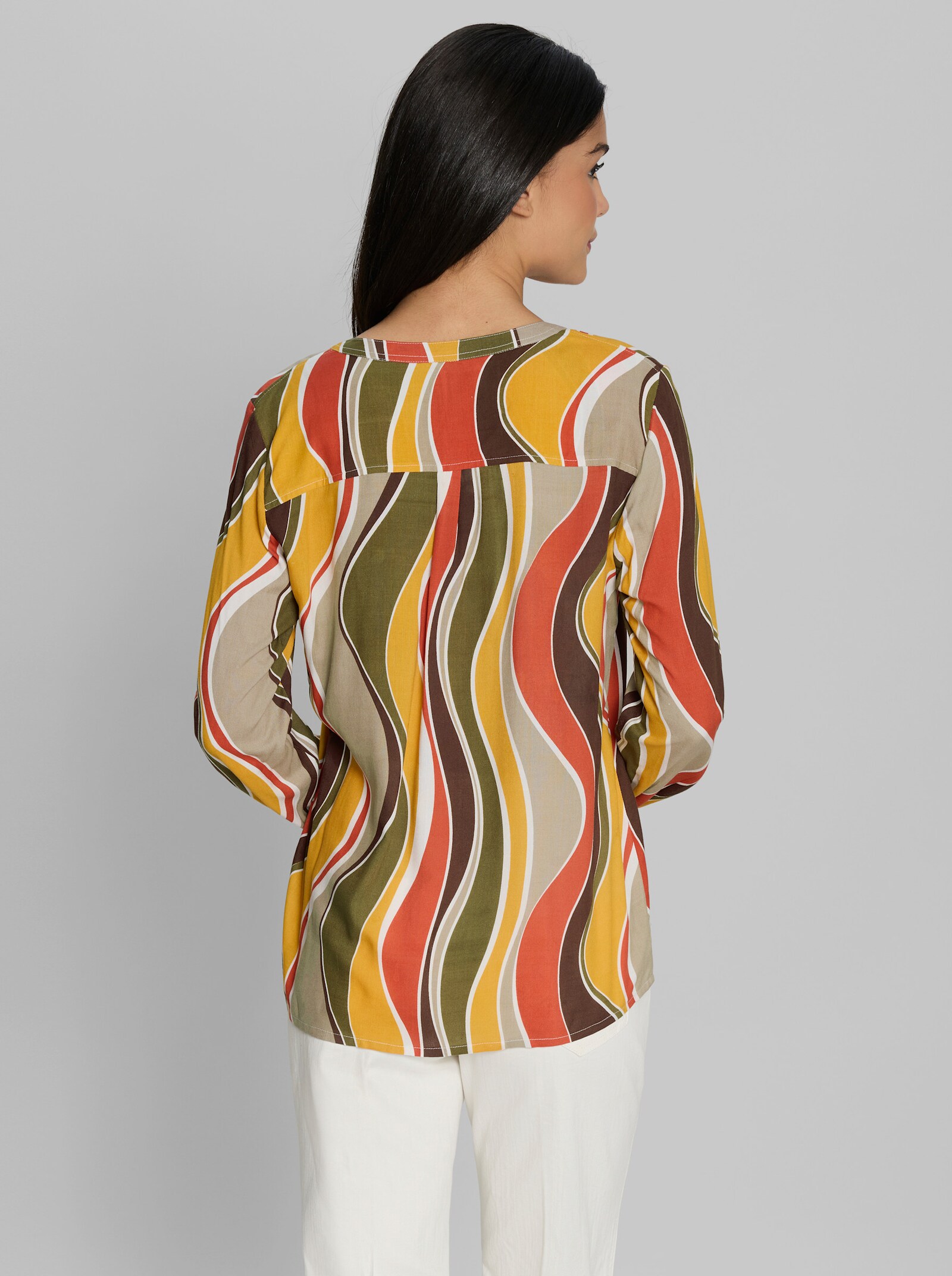 heine Schlupfbluse mit Druck-Dessin - oliv-terra-bedruckt