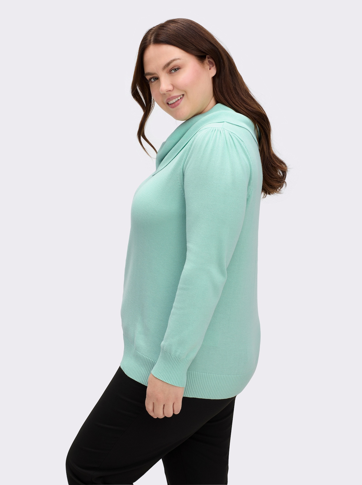 Wasserfallpullover im Baumwoll-Viskose-Mix - mint