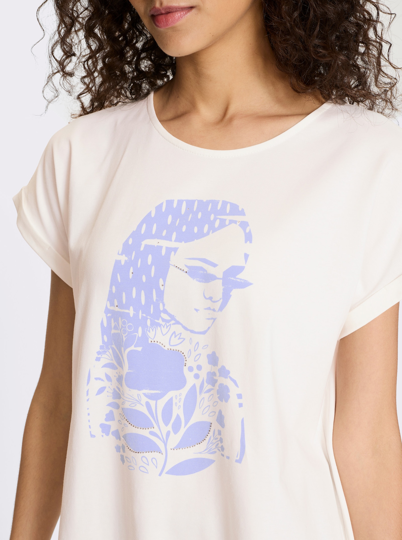 heine Shirt mit Glitzersteinchen - ecru