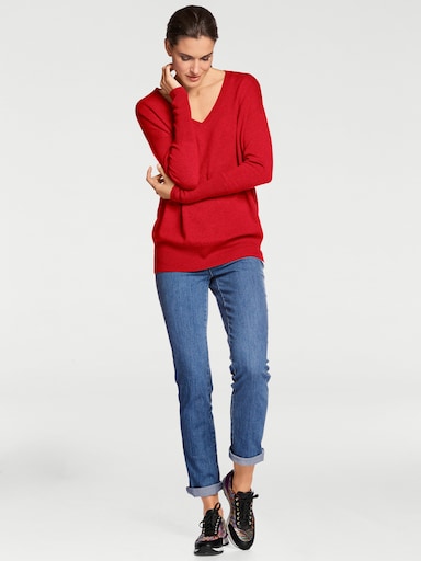 heine Pullover met V-hals - rood