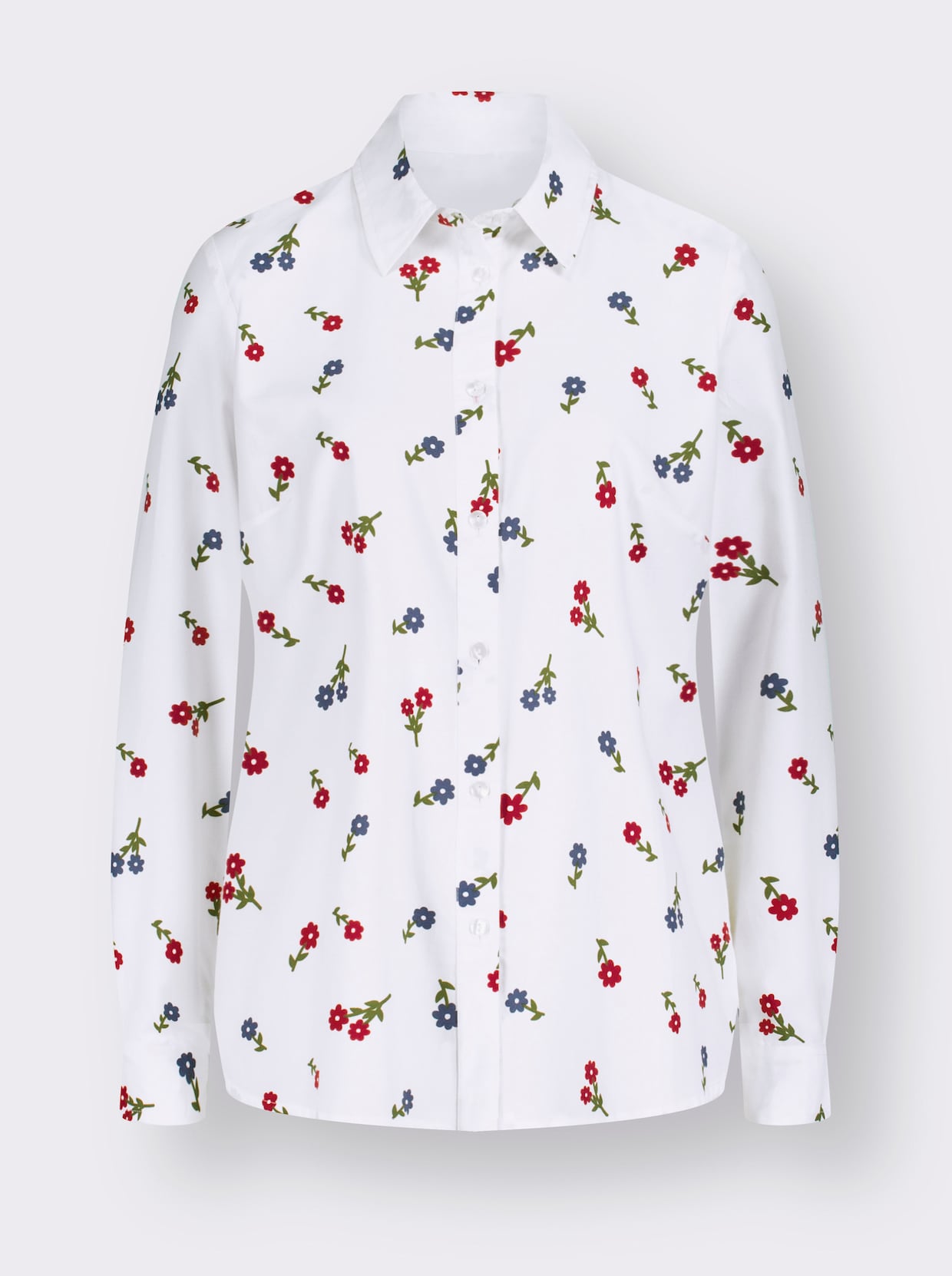 Overhemdblouse - wit/rood geprint