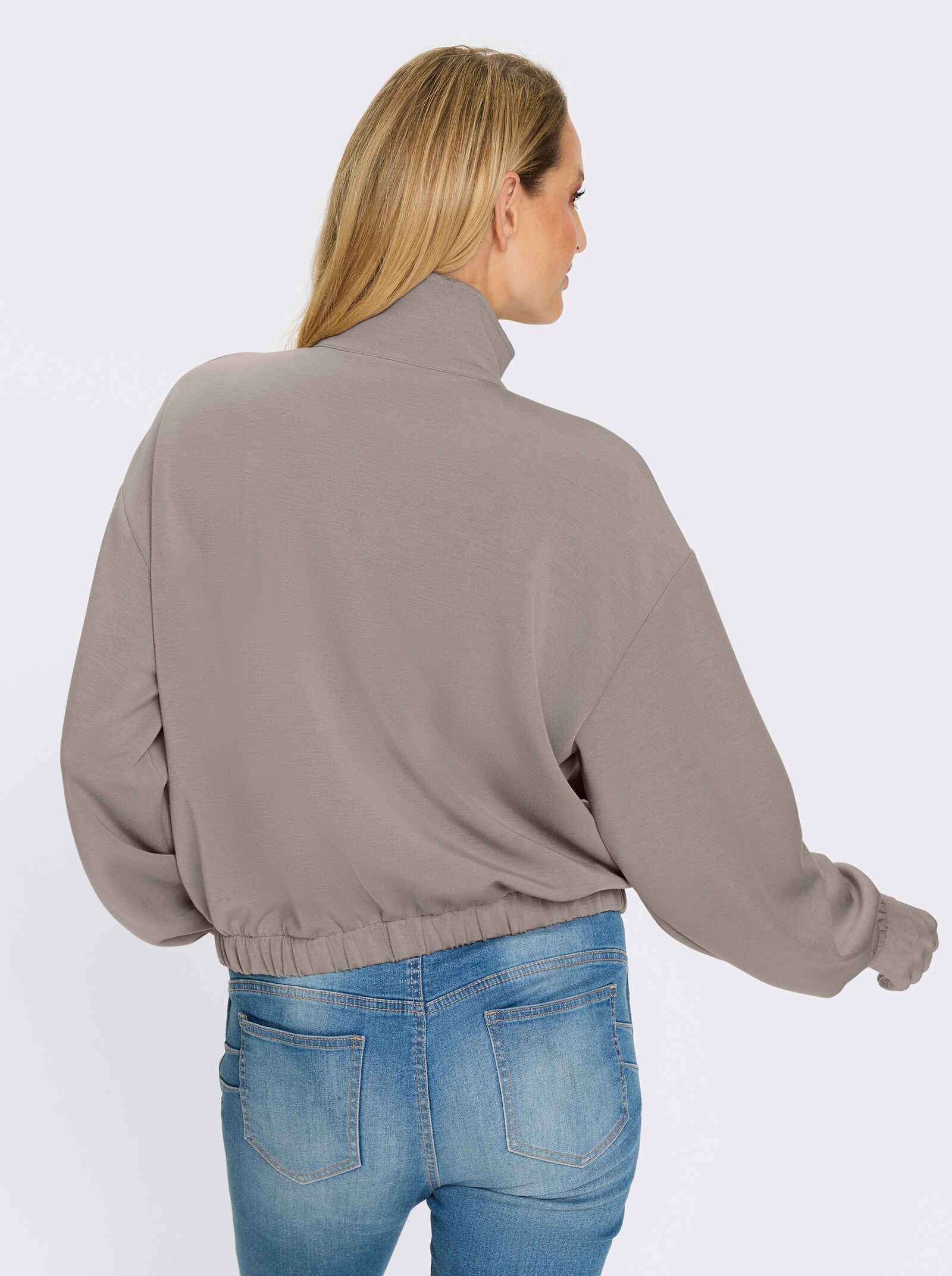 heine Sweatjacke mit Blasebalg-Taschen - taupe