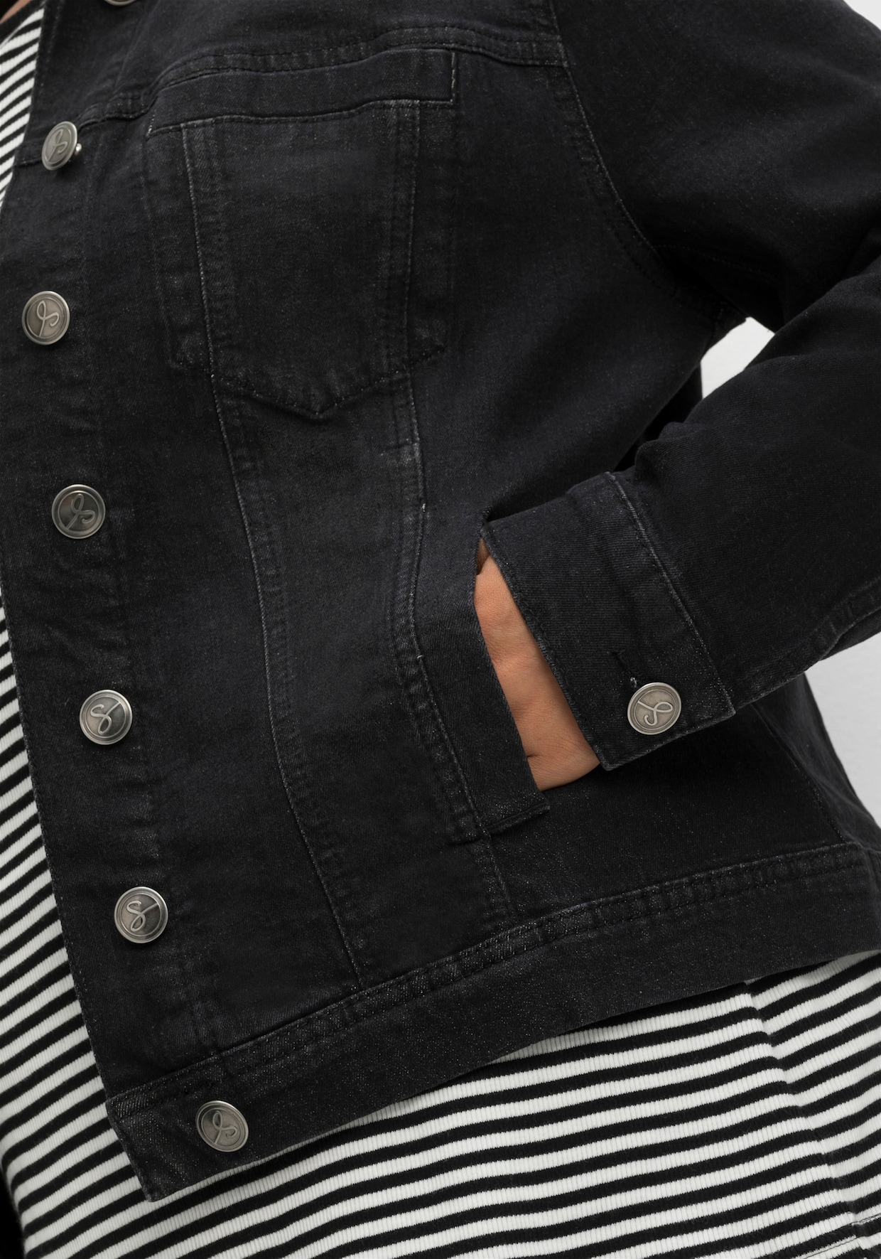 sheego Jeansjack - black used denim