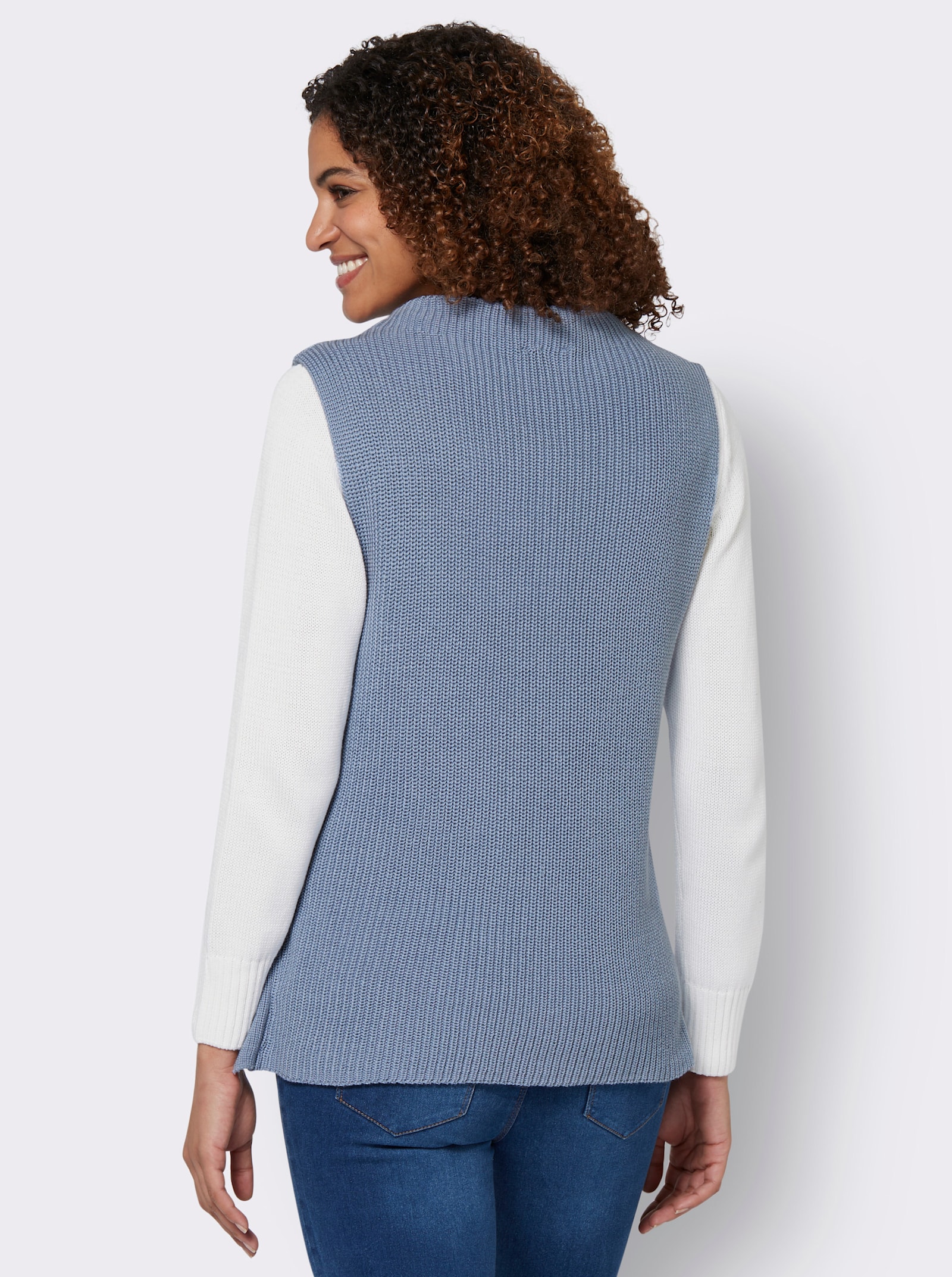 Pullunder mit Zierknopfleiste - bleu